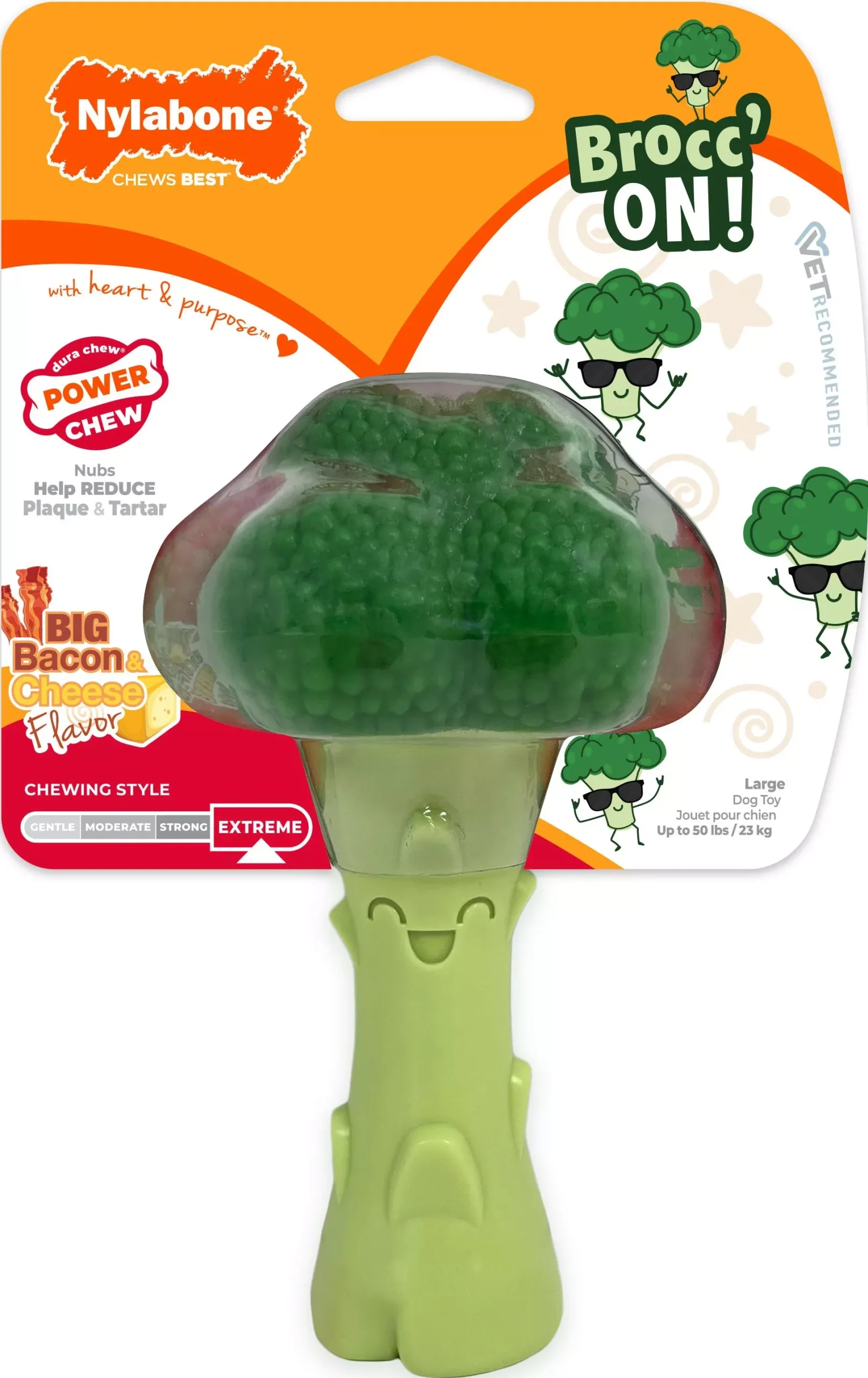 Nylabone Power Chew Brocc On, Bacon & Cheese - Giant