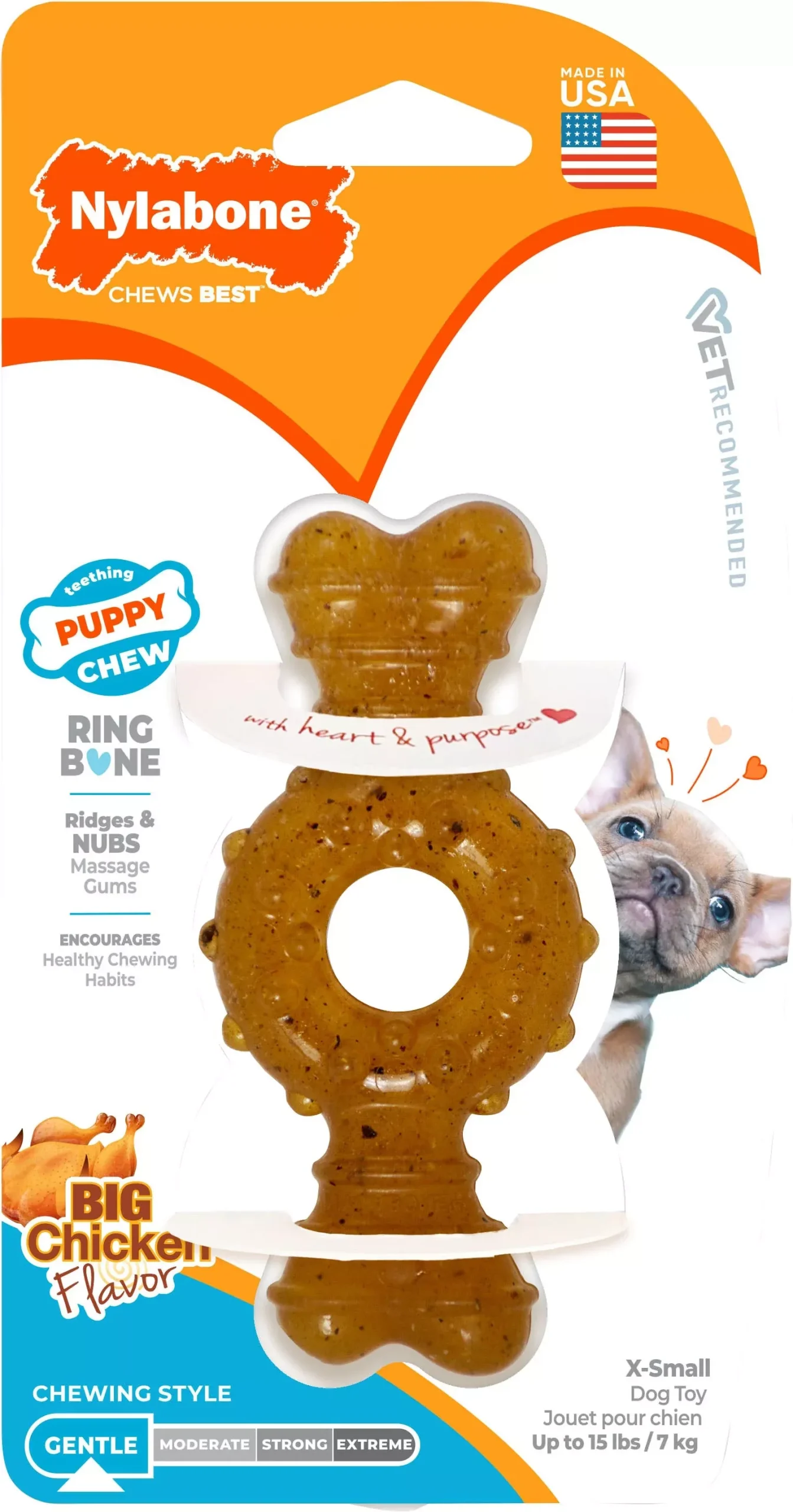 Nylabone Puppy Chew Ring Bone Chicken X-Small