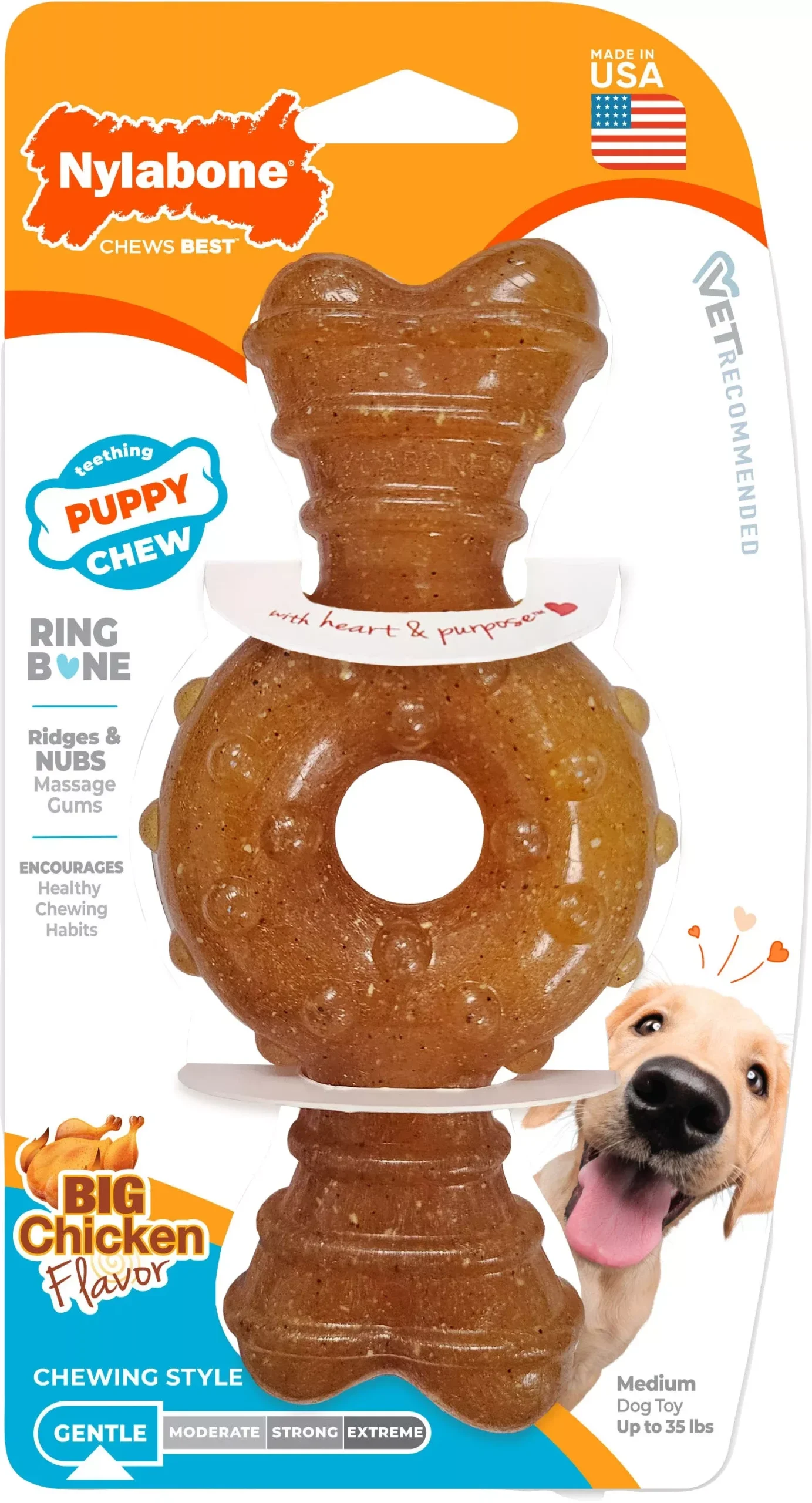 Nylabone Puppy Chew Ring Bone Medium Chicken