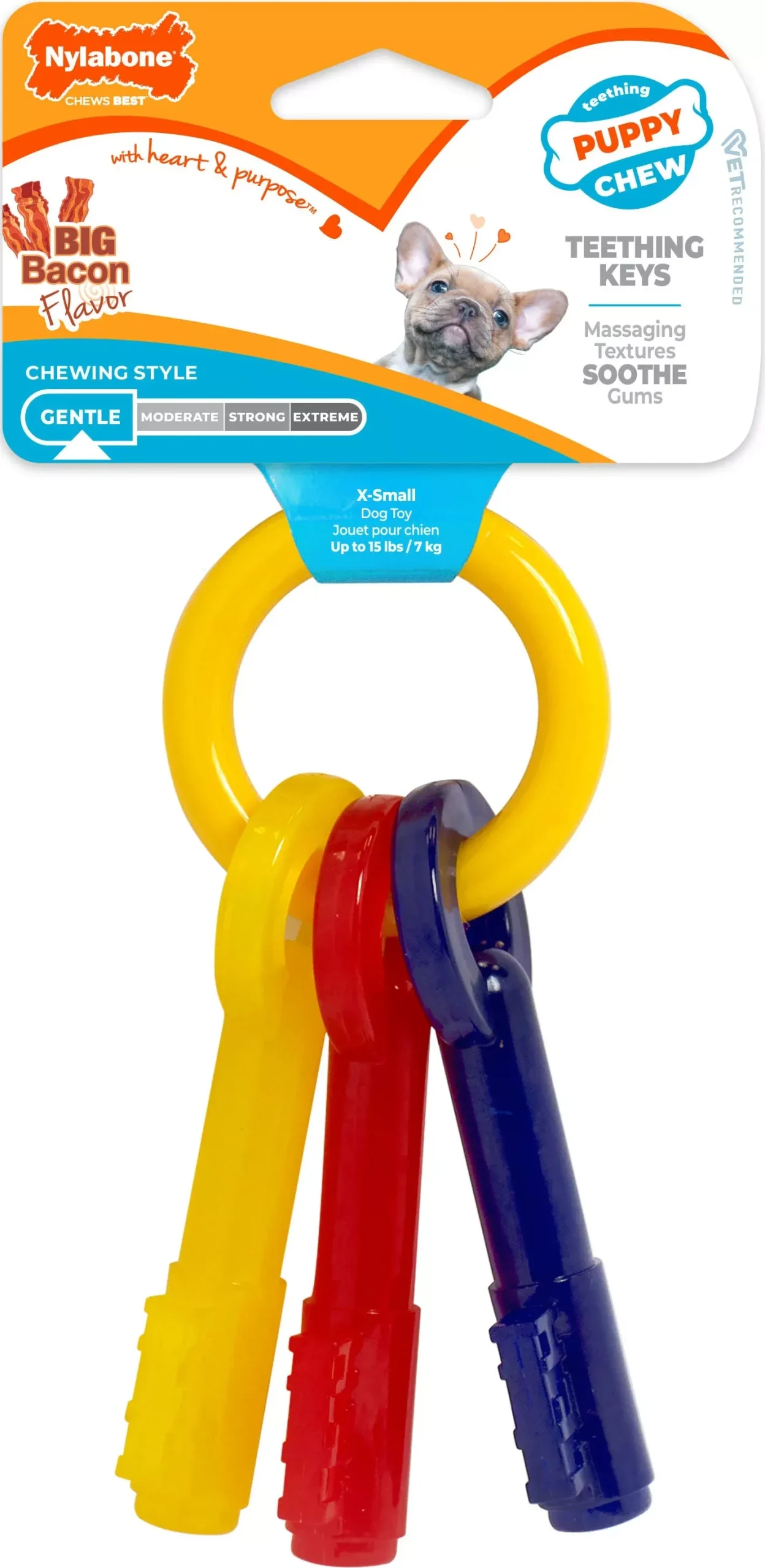 Nylabone Puppy Chew Teething Keys Bacon Petite