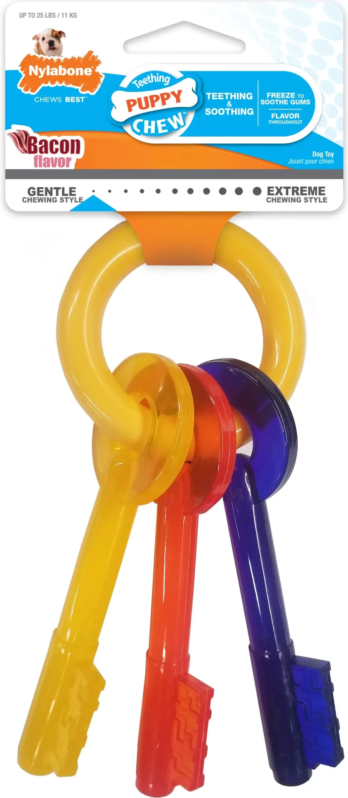 Nylabone Puppy Chew Teething Keys Bacon Small