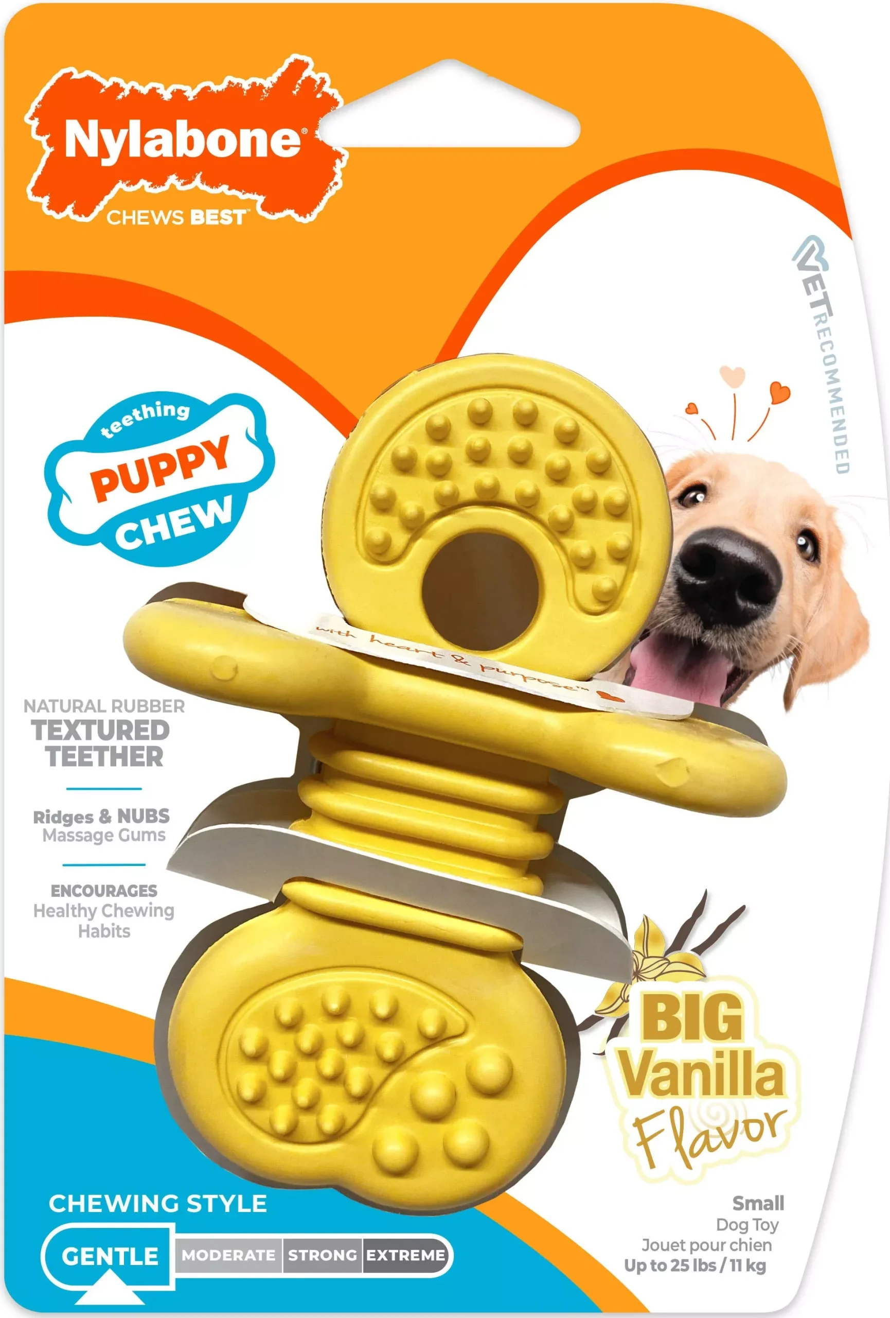 Nylabone Puppy Chew Teething Rhino, Vanilla, Petite