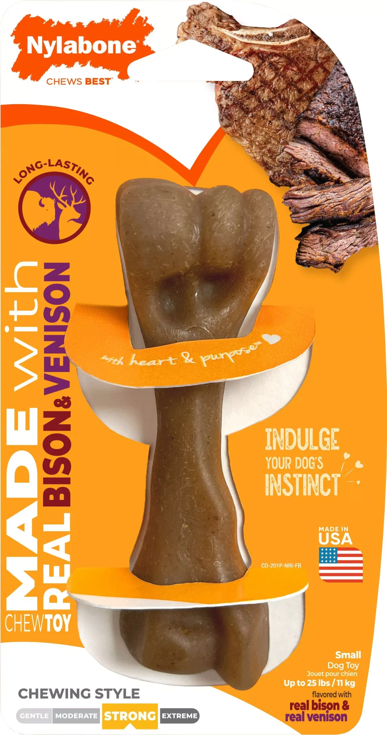 Nylabone Strong Chew Real Ingredient Femur Bison & Venison Small