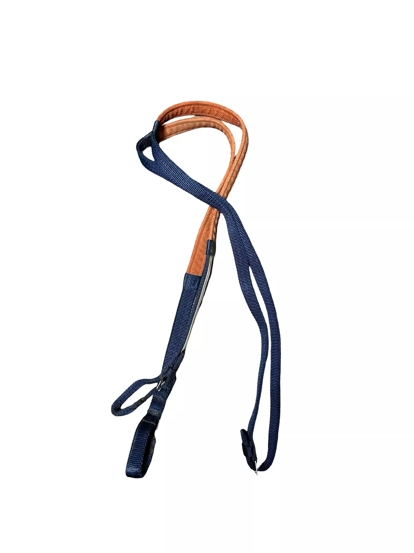 Nylon/Rubber Reins - Navy/Orange - Approx 60" - USED