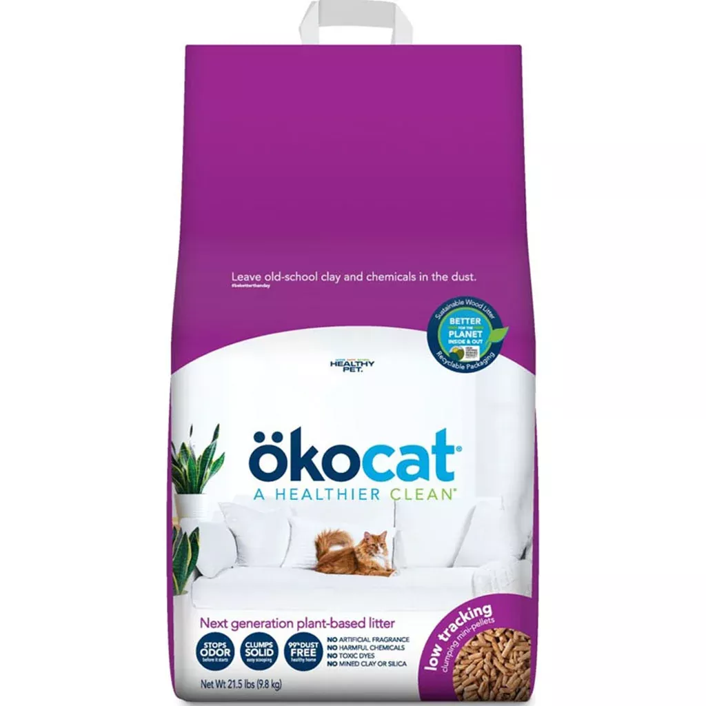 okocat Low Tracking Mini Pellets Cat Litter, 21.5 lb