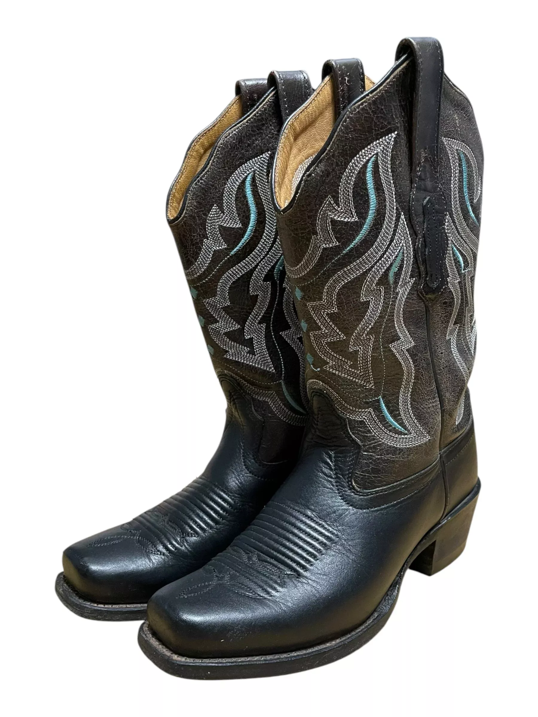 Old West Cowboy Boots - Black/Brown - Size 5 - USED