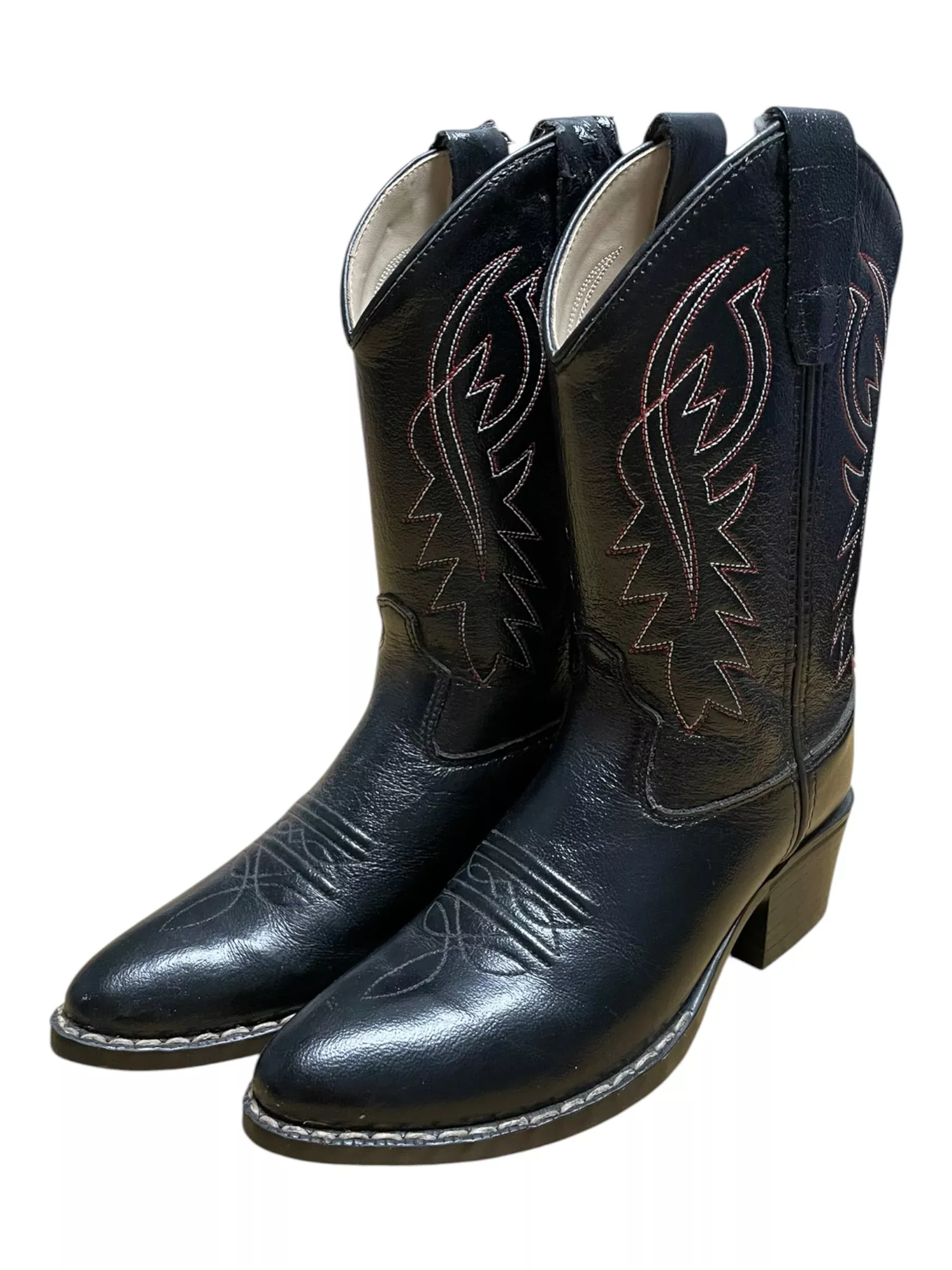 Old West Cowboy Boots - Black - Youth 2-D - USED