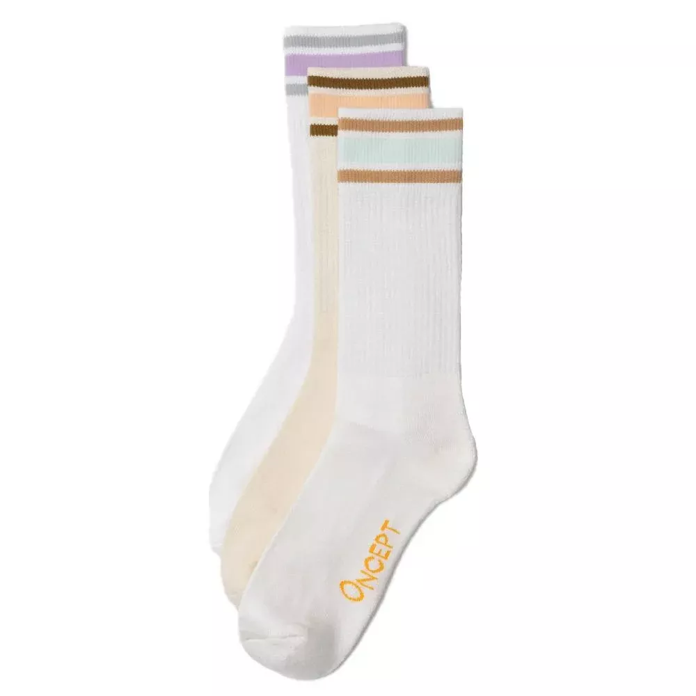 Oncept Men's 3 Pack Stripe Crew Socks - Desert/Multi