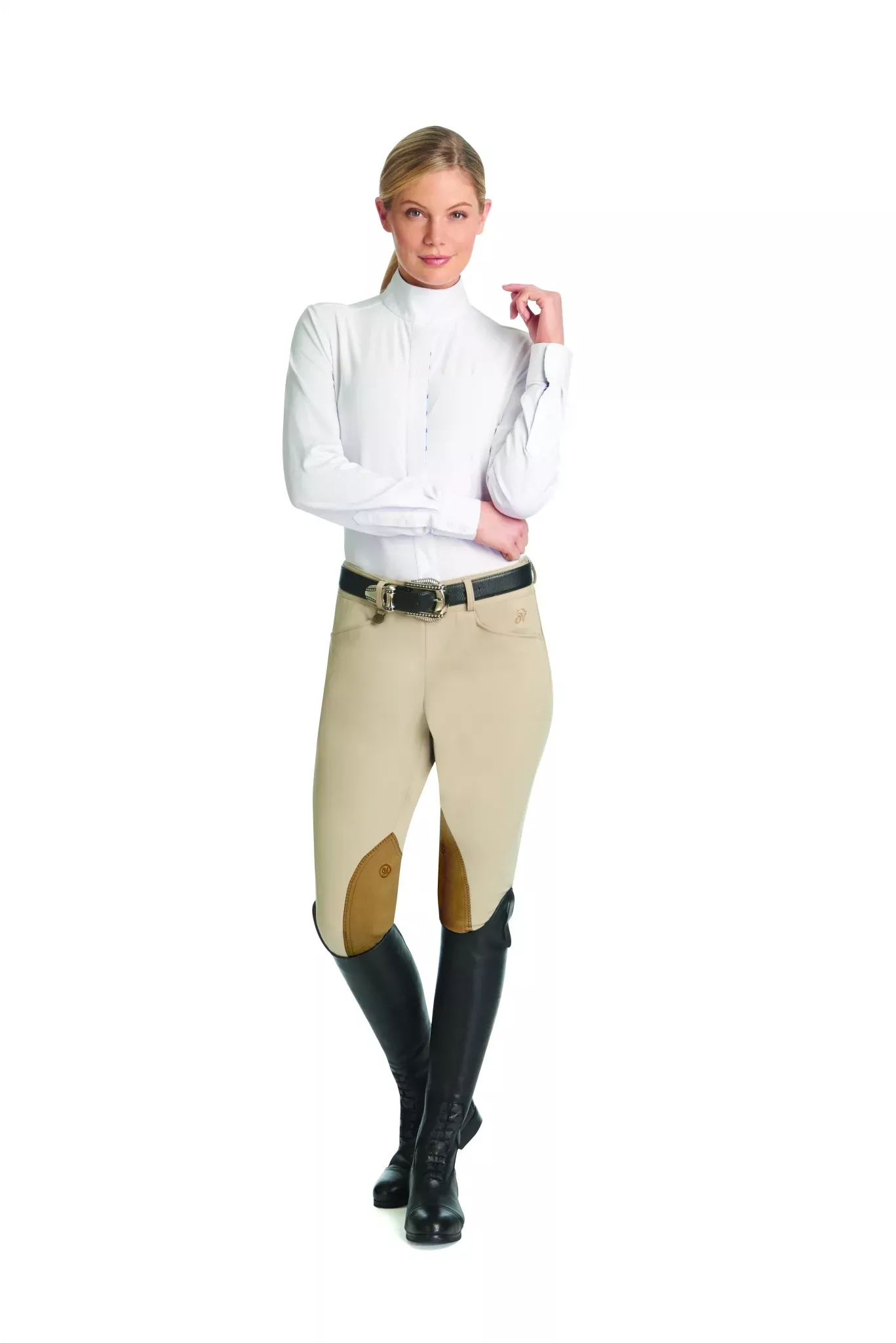Ovation TS Hunter Side Zip Breech- Ladies, Knee Patch
