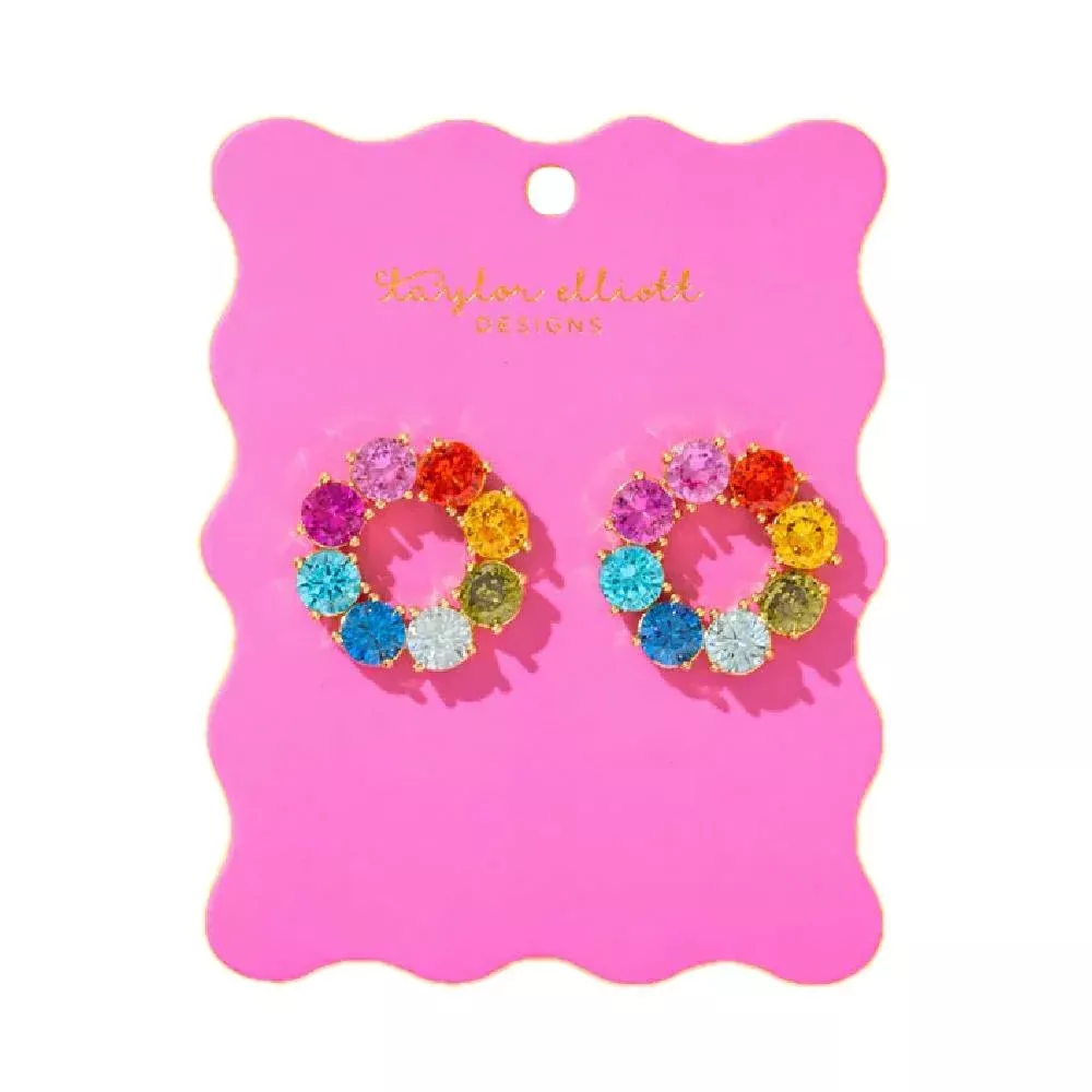 Paige Circle Multicolor Gem Earrings