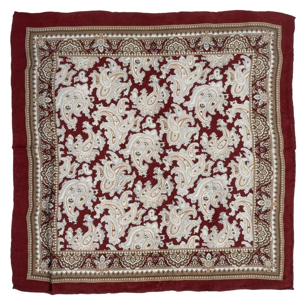 Paisley Cherry Honey Silk Scarf - 20"