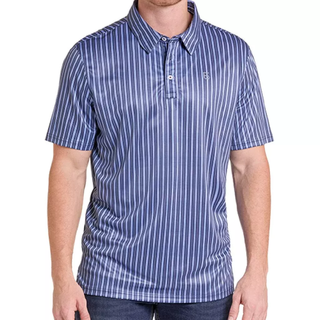 Panhandle Slim Men's Stripe Pearl Snap Polo Shirt