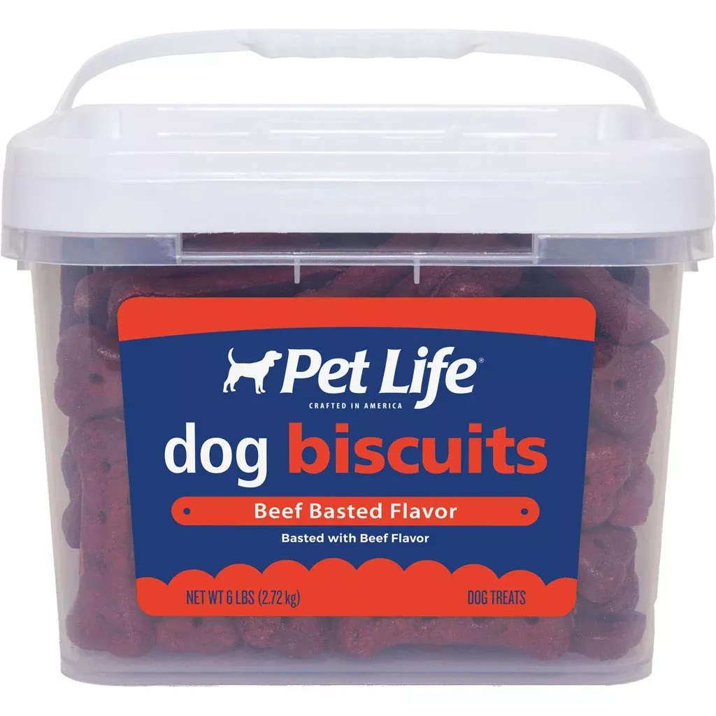 Pet Life Beef Basted Dog Biscuits, 6 lb Bucket