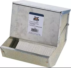 Pet Lodge Galvanized Feeder with Sifter Bottom and Lid, 7 in