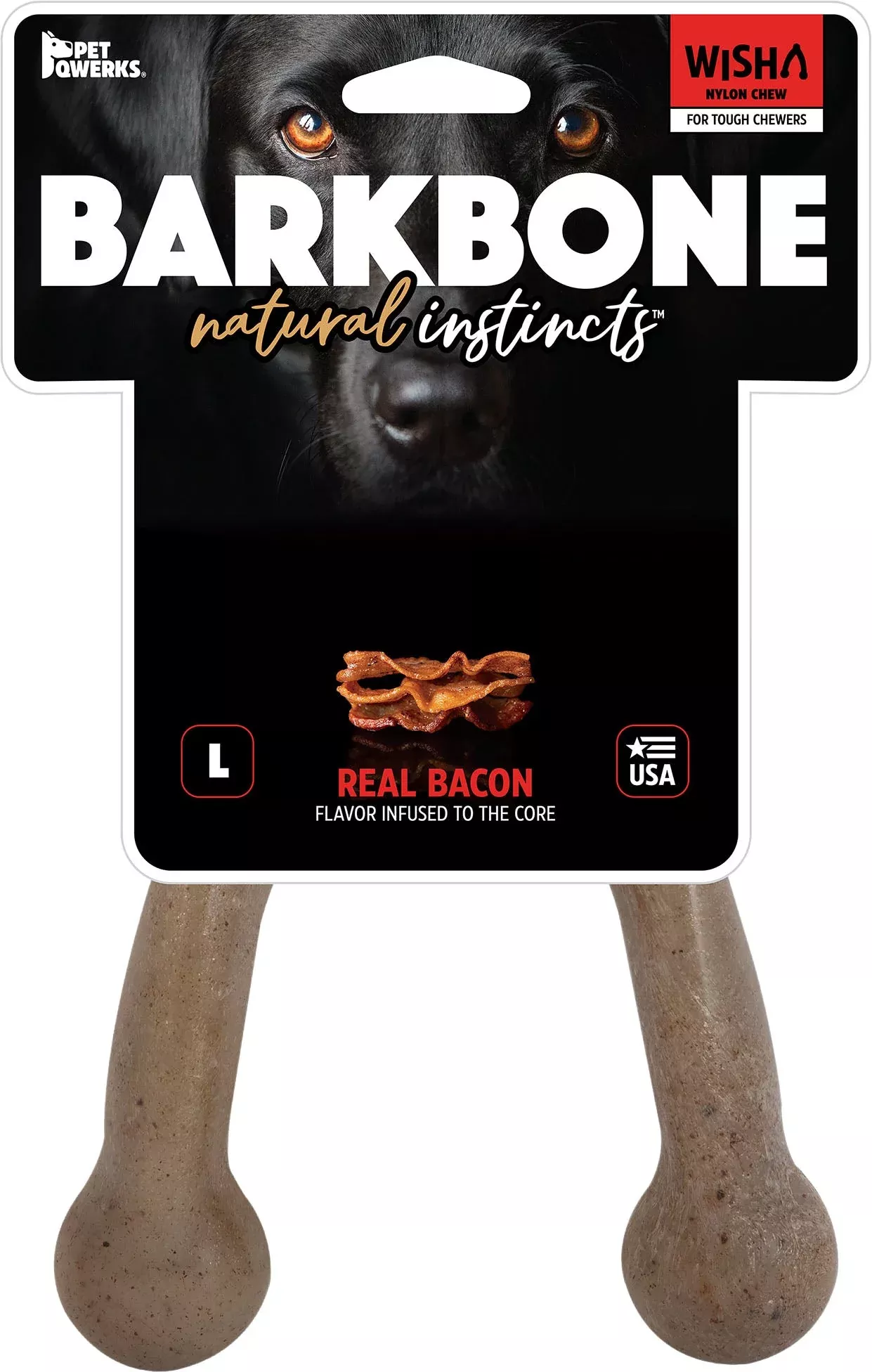 Pet Qwerks Wish BarkBone Dog Chew, Bacon, Large