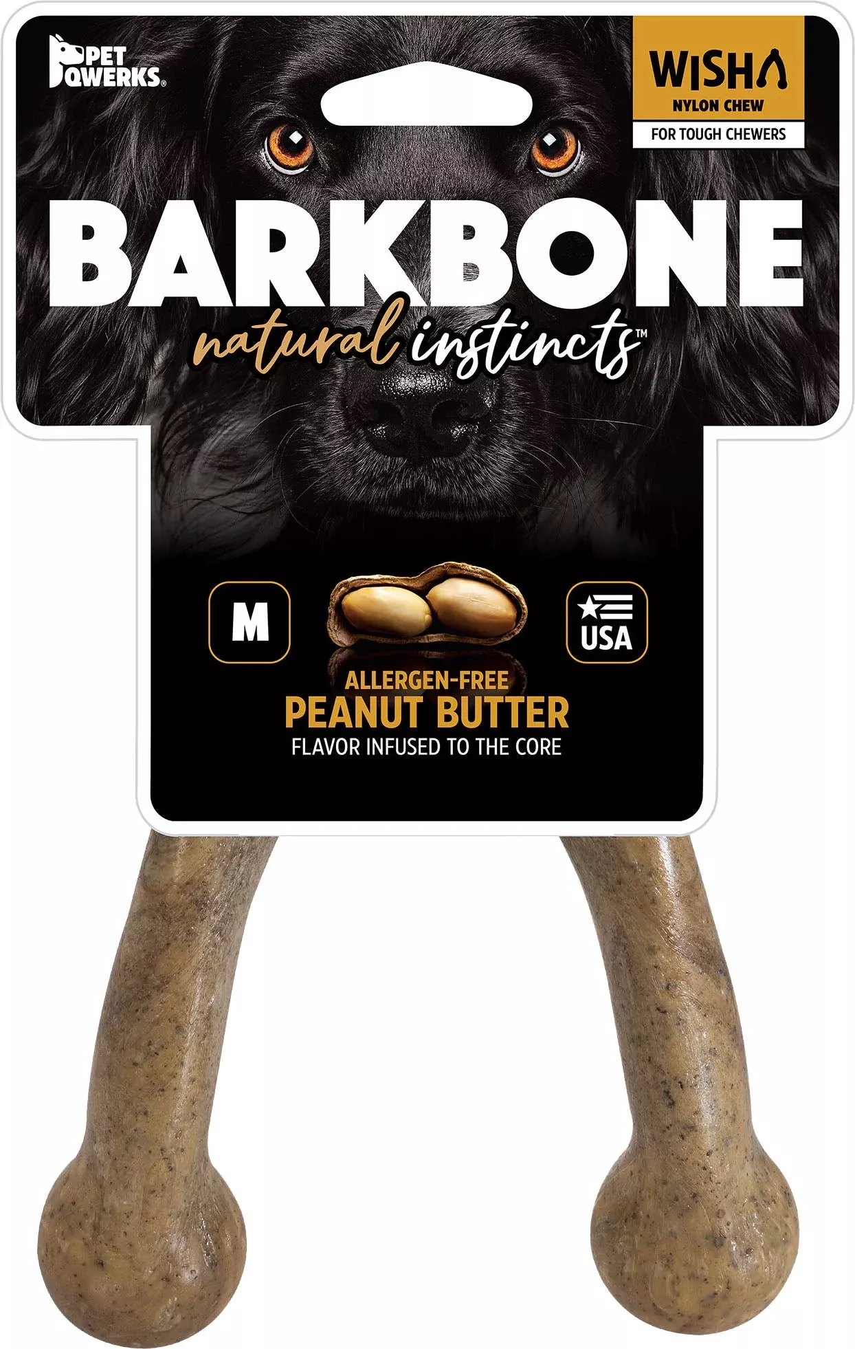 Pet Qwerks Wish BarkBone Dog Chew, Medium, Peanut Butter
