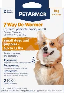 PetArmor 7 Way De-wormer Chewable Dog 6-25 lb 2 CT