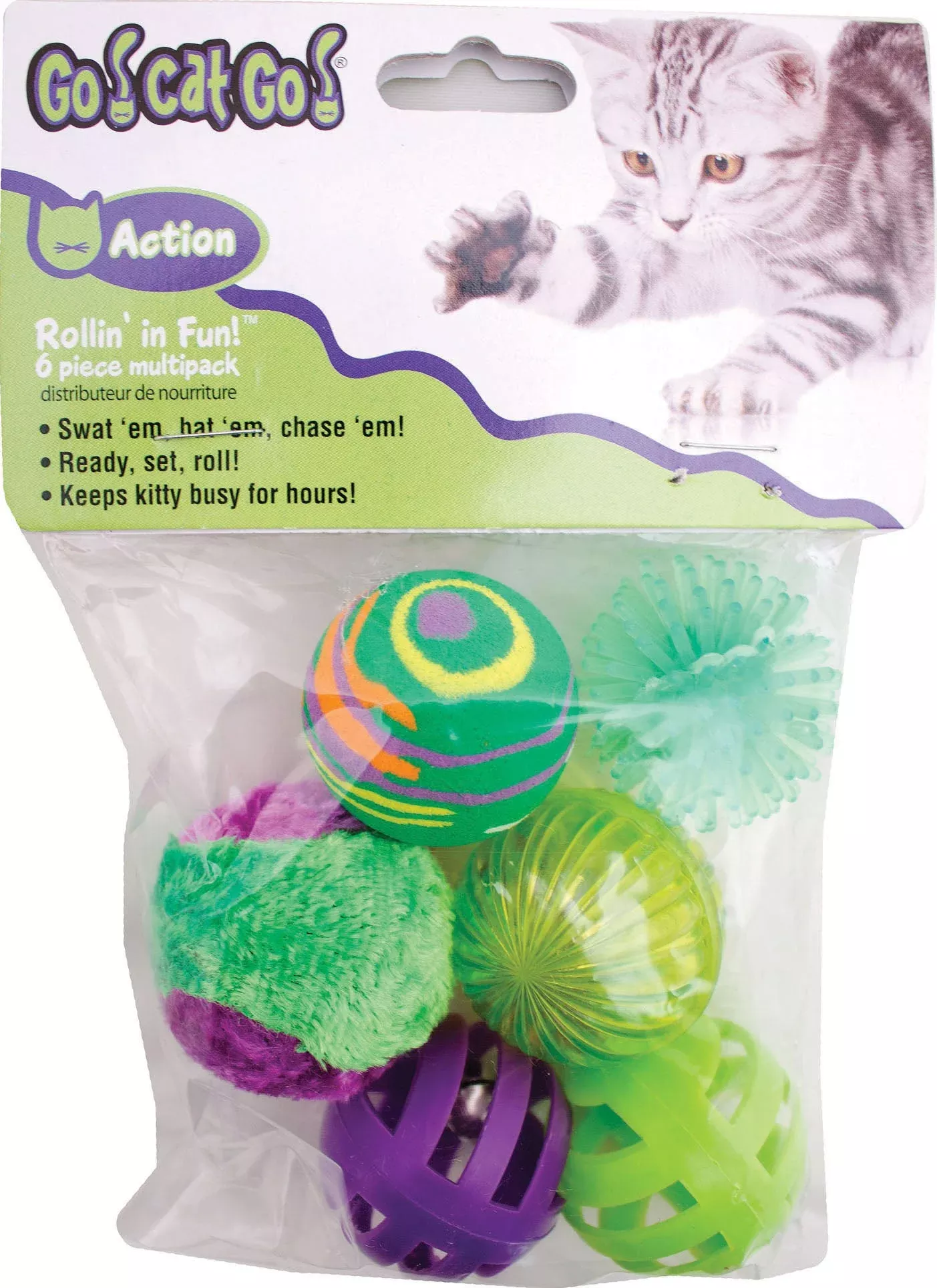 Petmate Go Cat Go Rollin' In Fun Cat Toy Multipack Small, 6 Piece