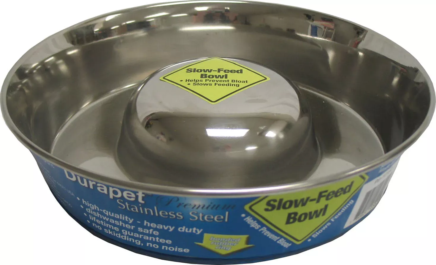 Petmate Slow Feed Stainless Steel Dog Bowl, Large