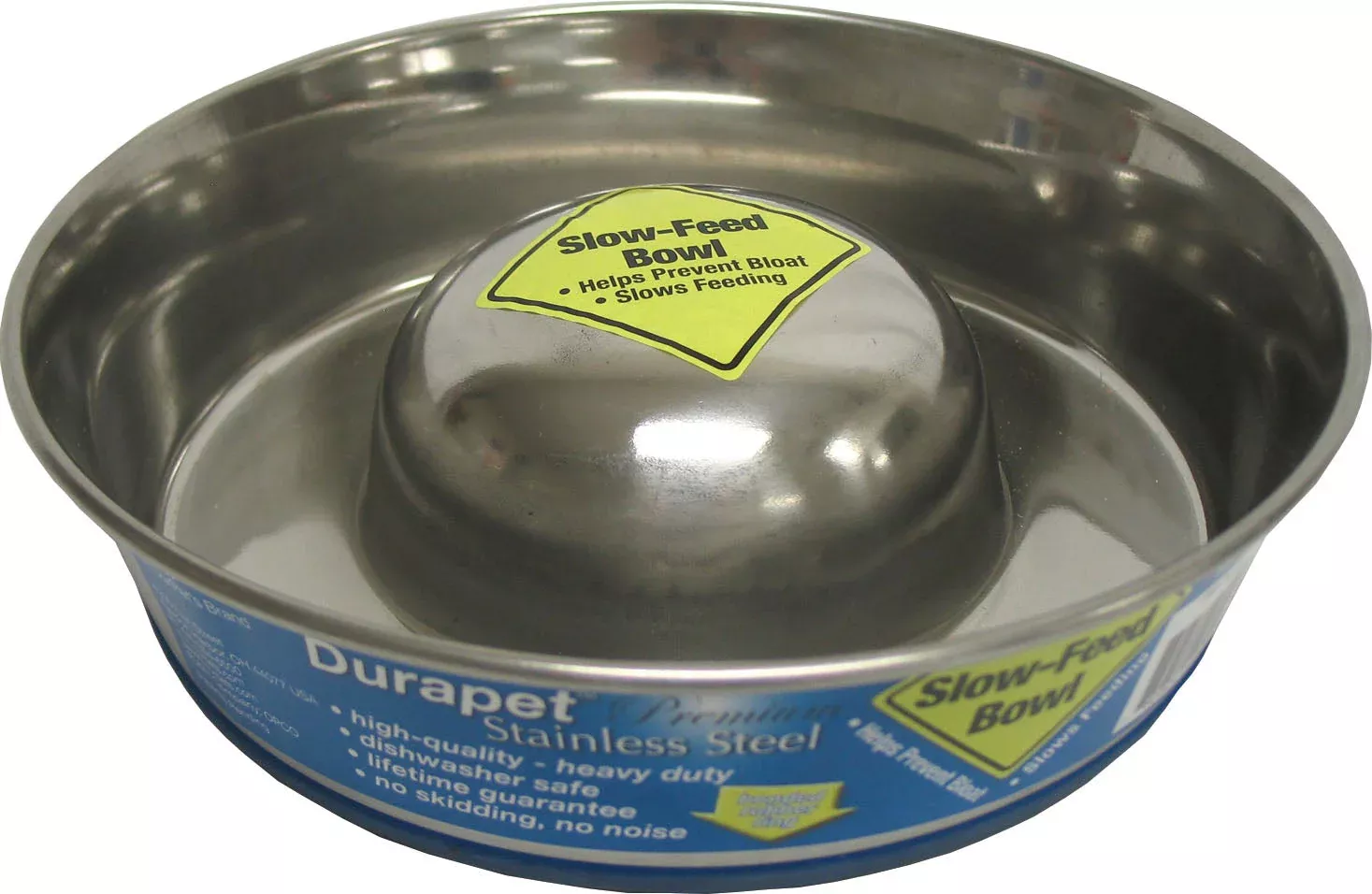 Petmate Slow Feed Stainless Steel Dog Bowl, Medium
