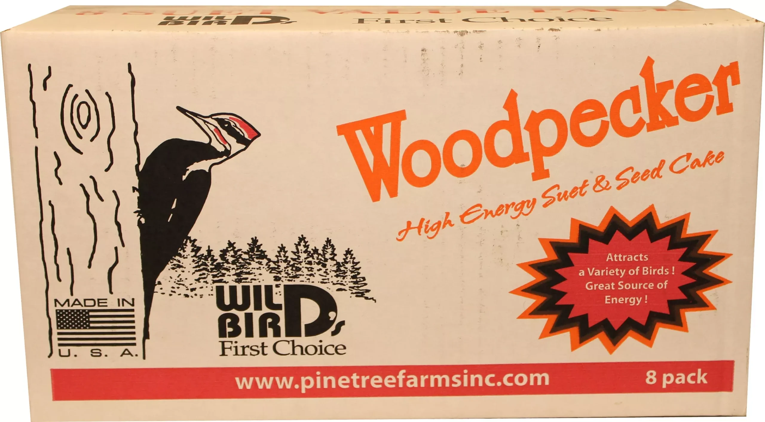 Pine Tree Farms Woodpecker Hi-Energy Suet Value Pack, 8 Pack