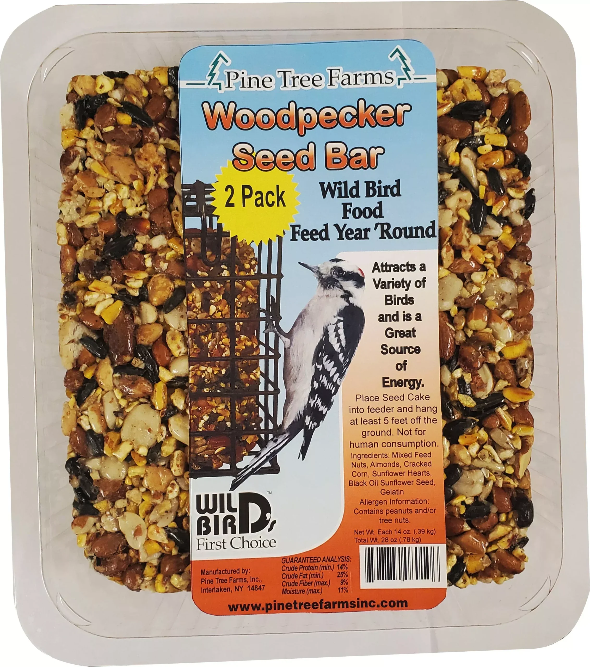 Pine Tree Farms Woodpecker Seed Bar, 14 oz 2-Pack