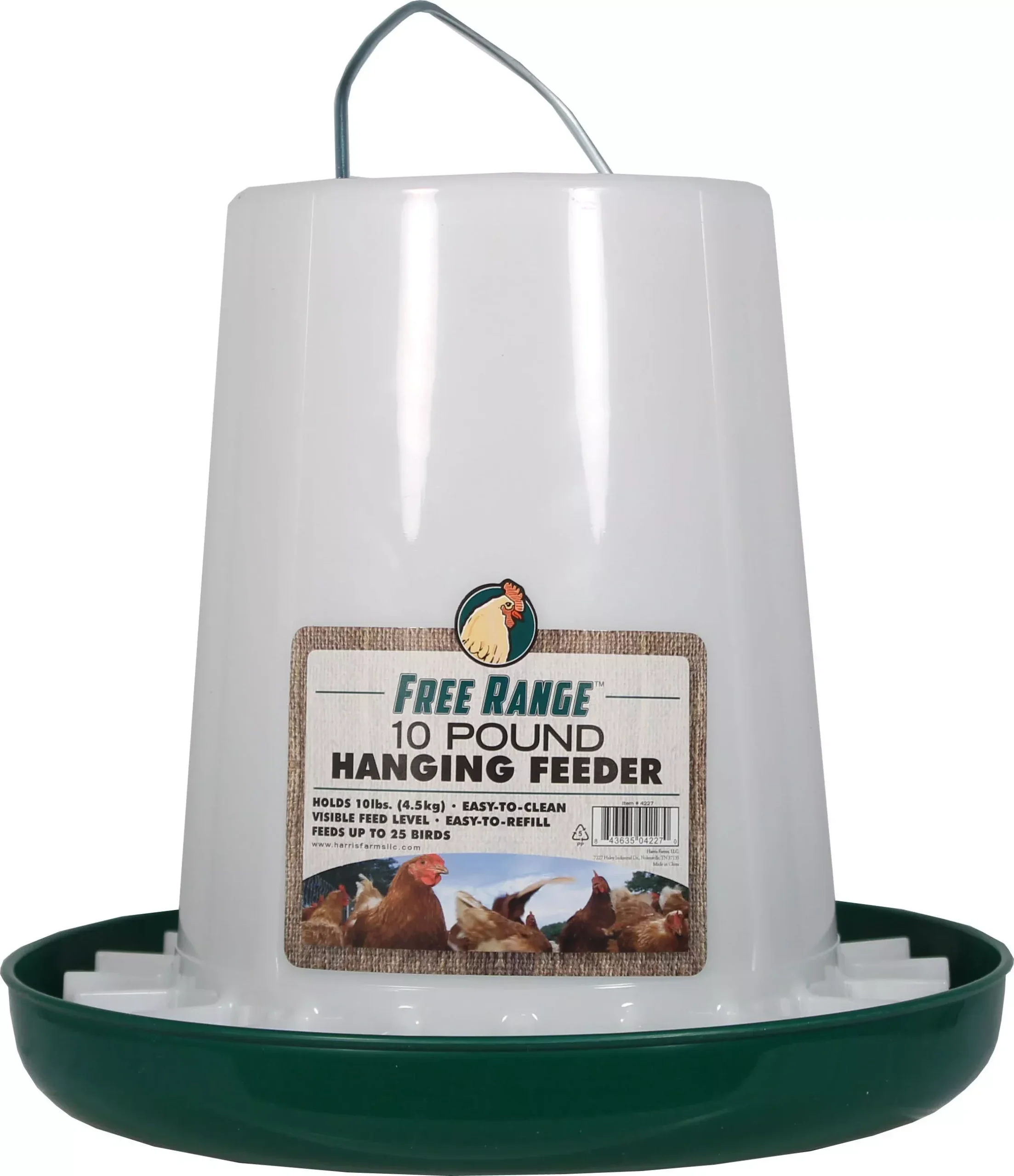 Plastic Poultry Hanging Feeder 10 LB Green/white