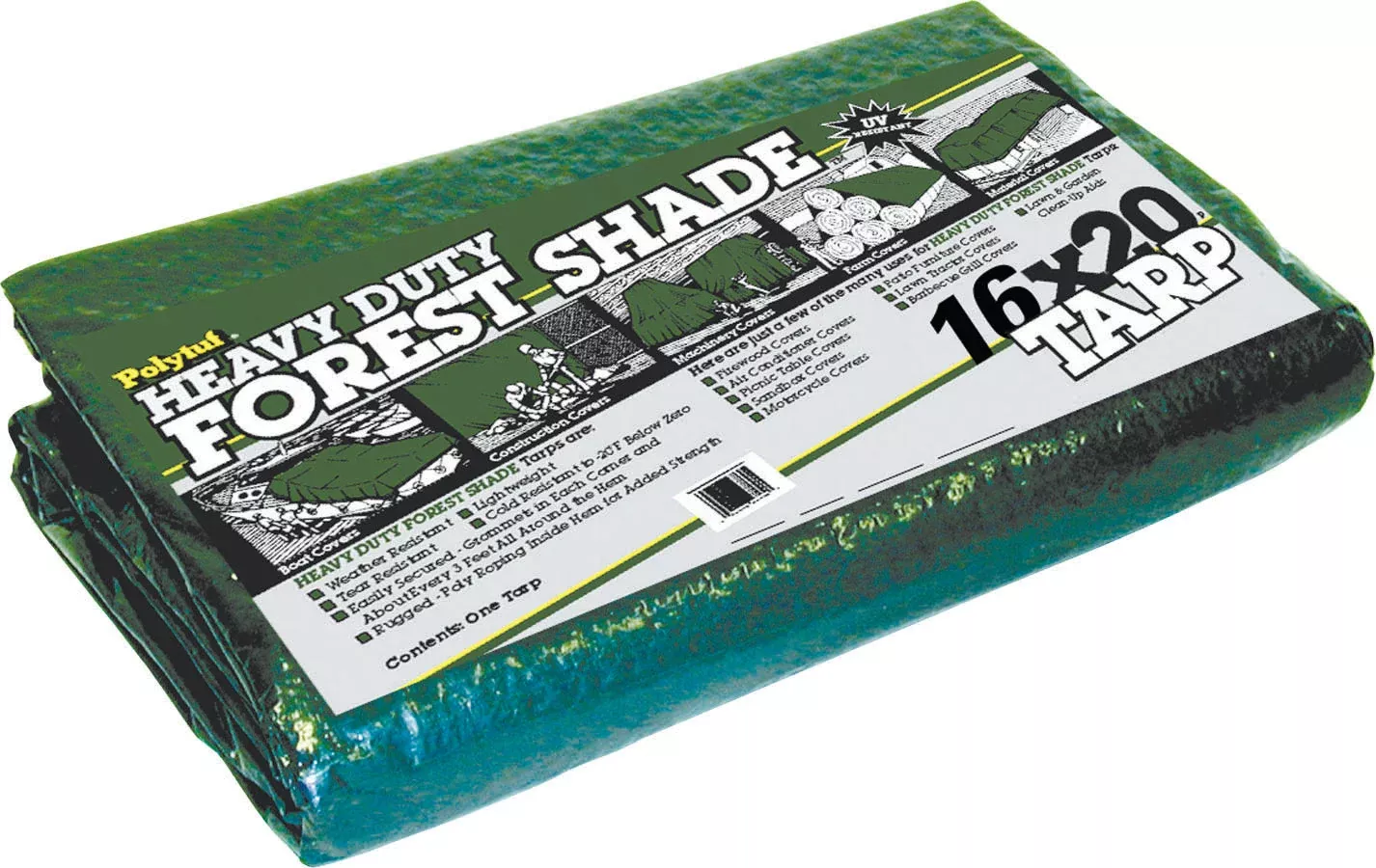 PolyTuf Heavy Duty ForestShade Tarp 16x20 ft, 4.5 oz Green