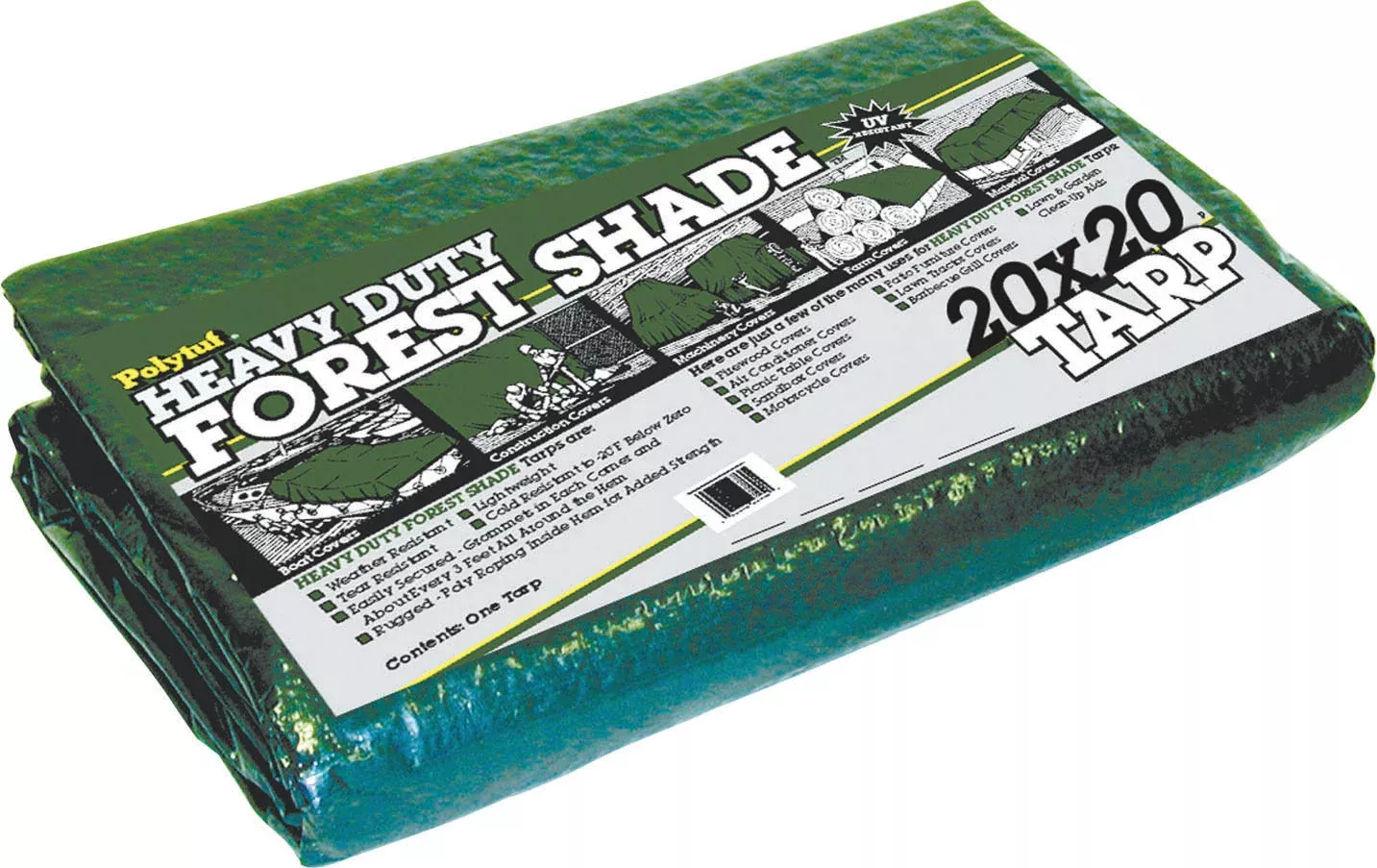 Polytuf Heavy Duty Forestshade Tarp 20x20 ft-4.5 OZ Green