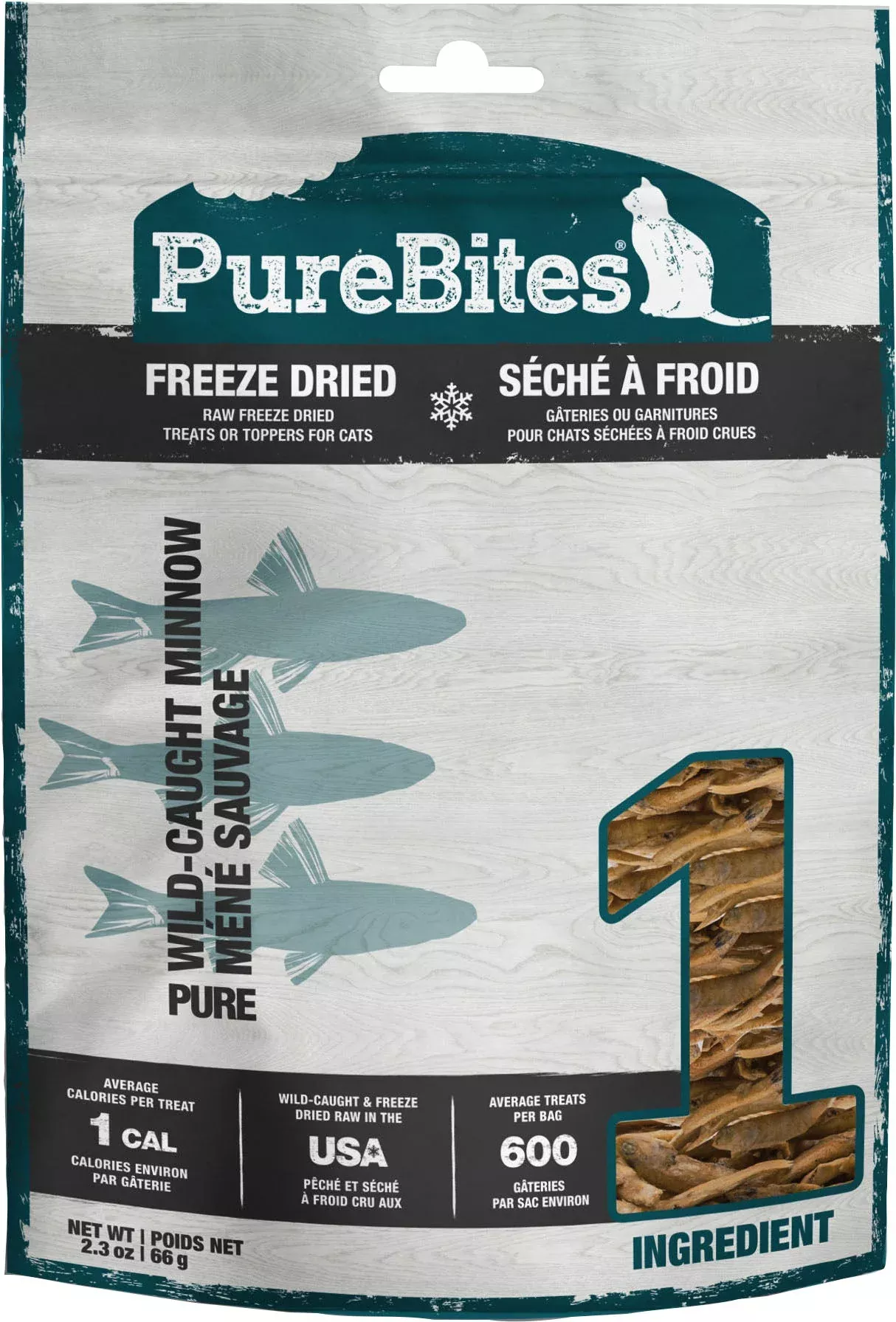 PureBites Freeze Dried Cat Treats, Minnow, 2.3 oz
