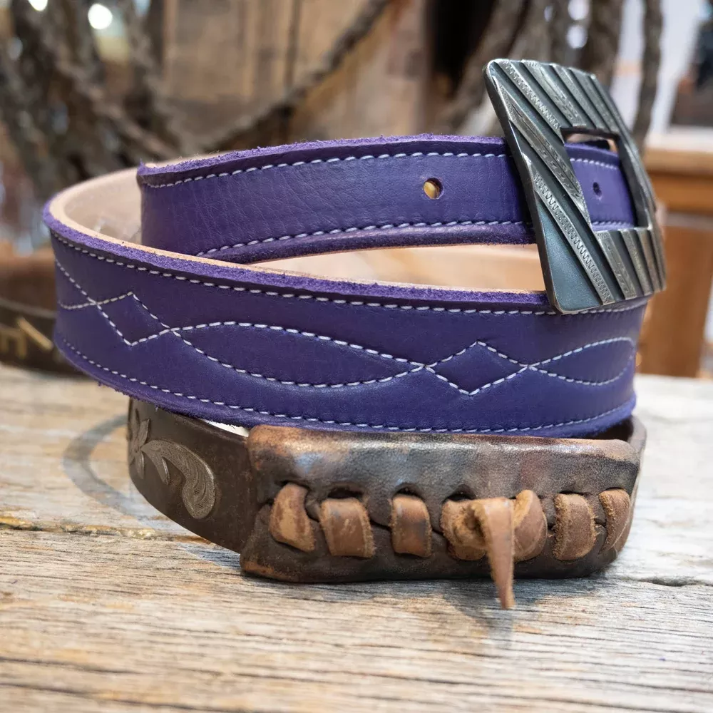 Purple Smooth Belt w/Gunslinger Stitch