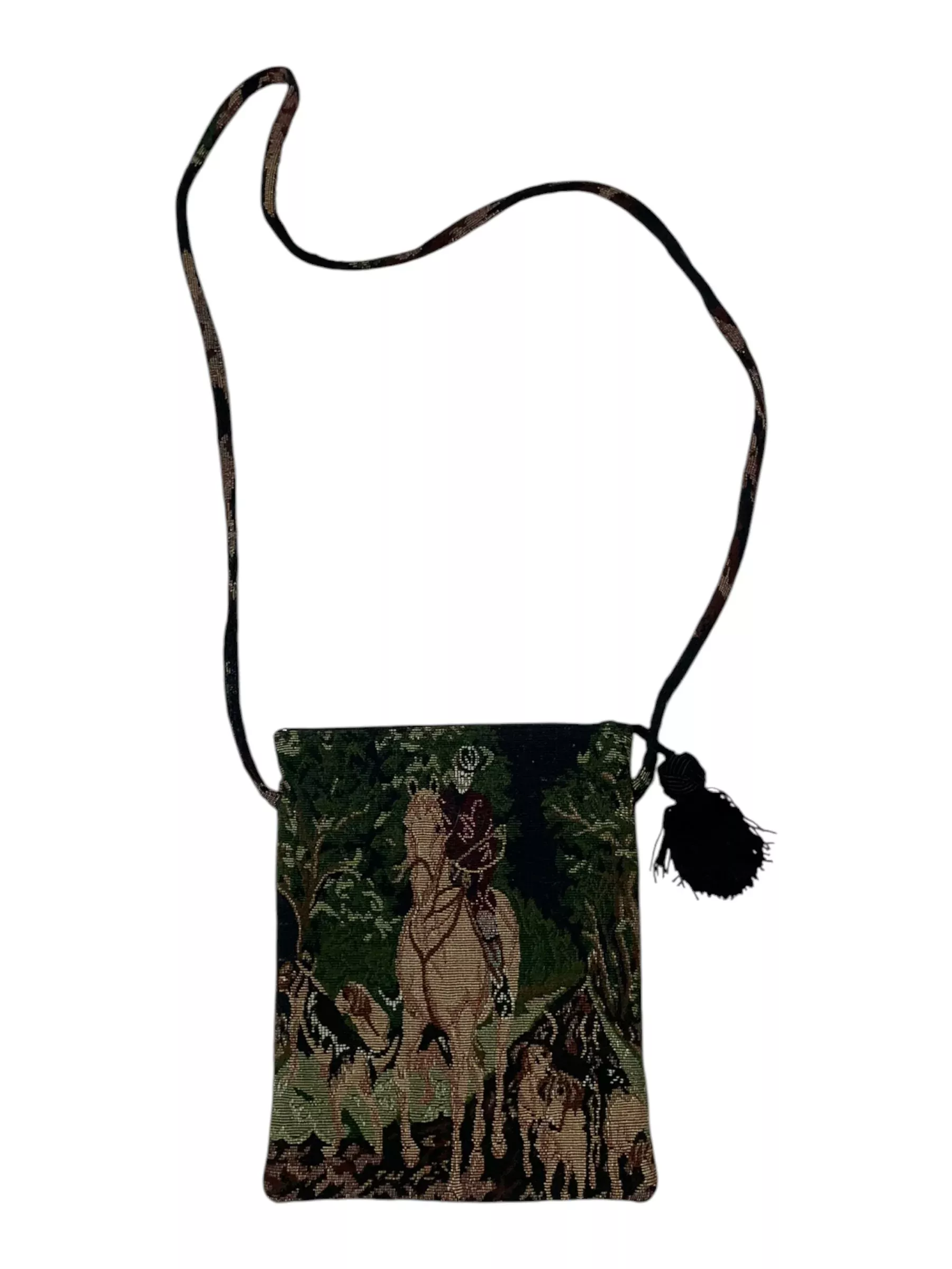 Purse - Tan/Green/Navy - Approx 8" x 10" - USED