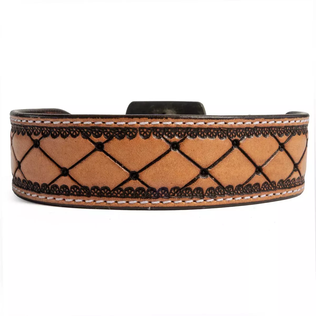 Quilted Leather Dog Collar With Engraved buckle