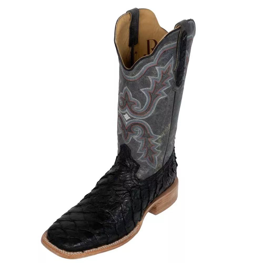 R. Watson Men's Black Matte Big Bass Square Toe Boot