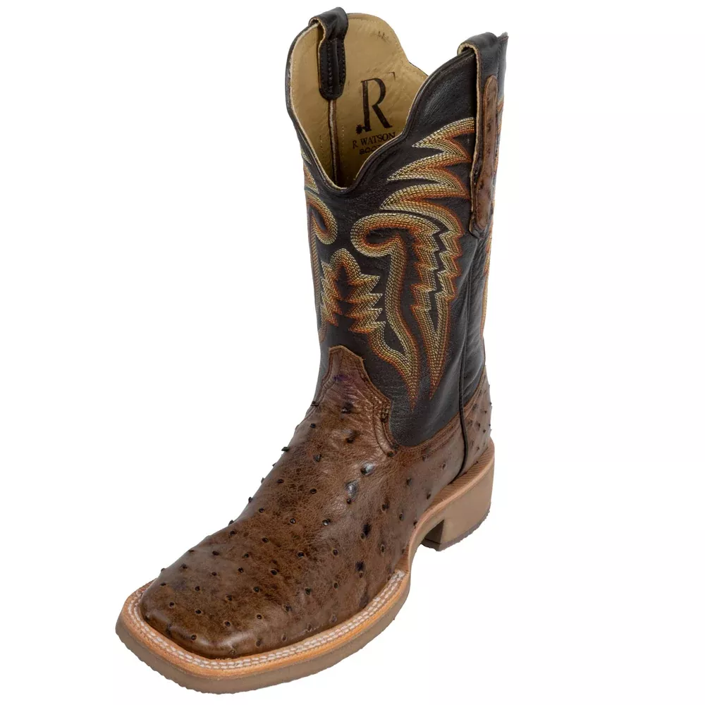 R. Watson Men's Kango Full Quill Ostrich, Crepe Sole Square Toe