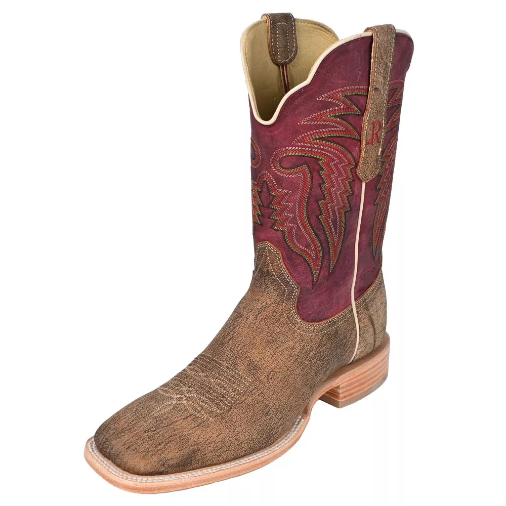 R. Watson Men's Tan Camel Square Toe Boot
