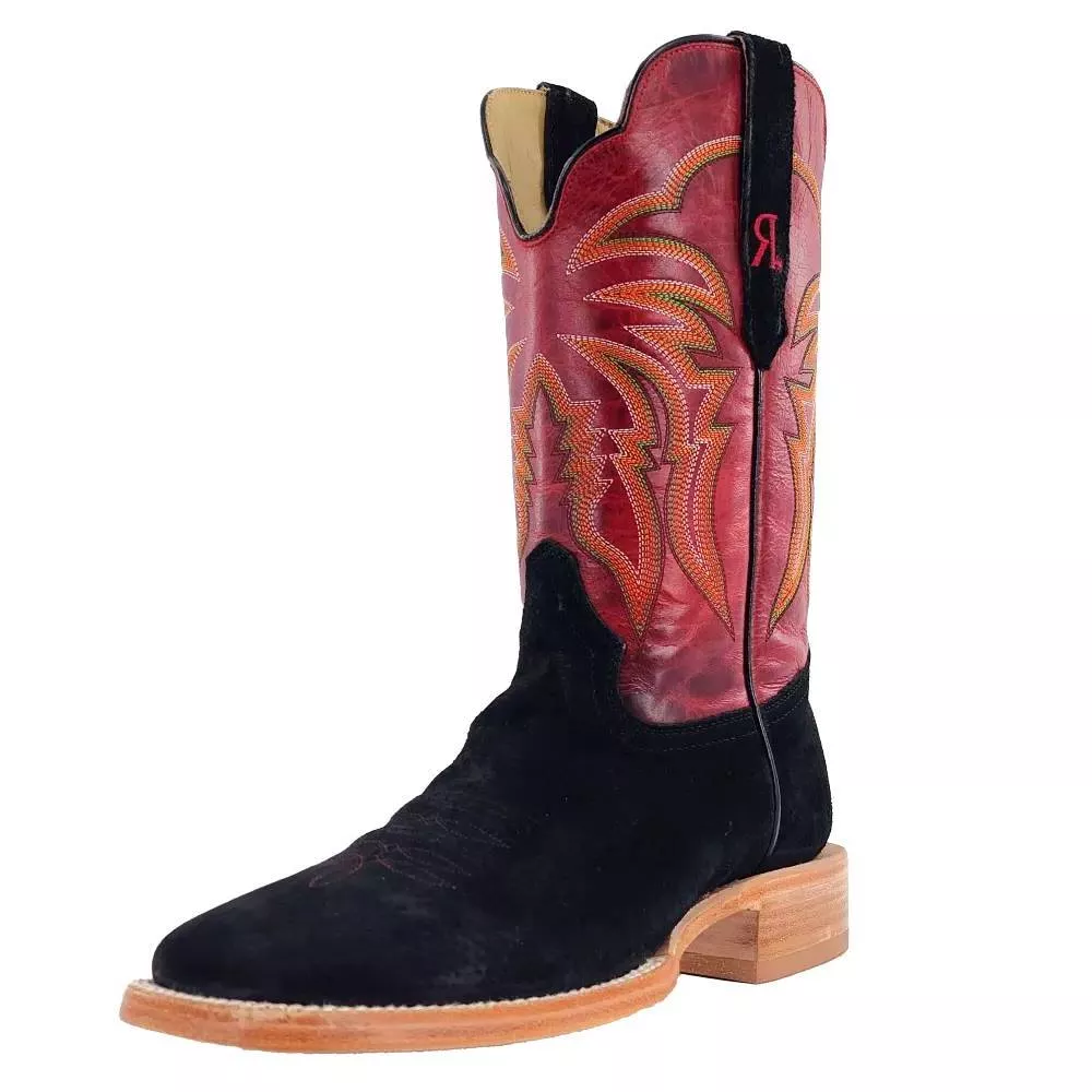 R. Watson Women's Black Boar Square Toe Boot