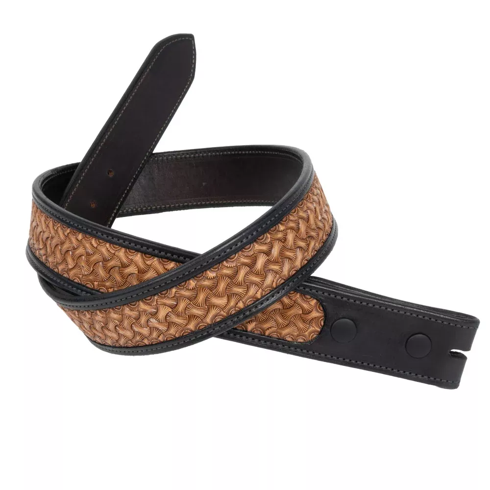 Randall Top Shelf Tooled Dog Bone Belt - Black/Natural