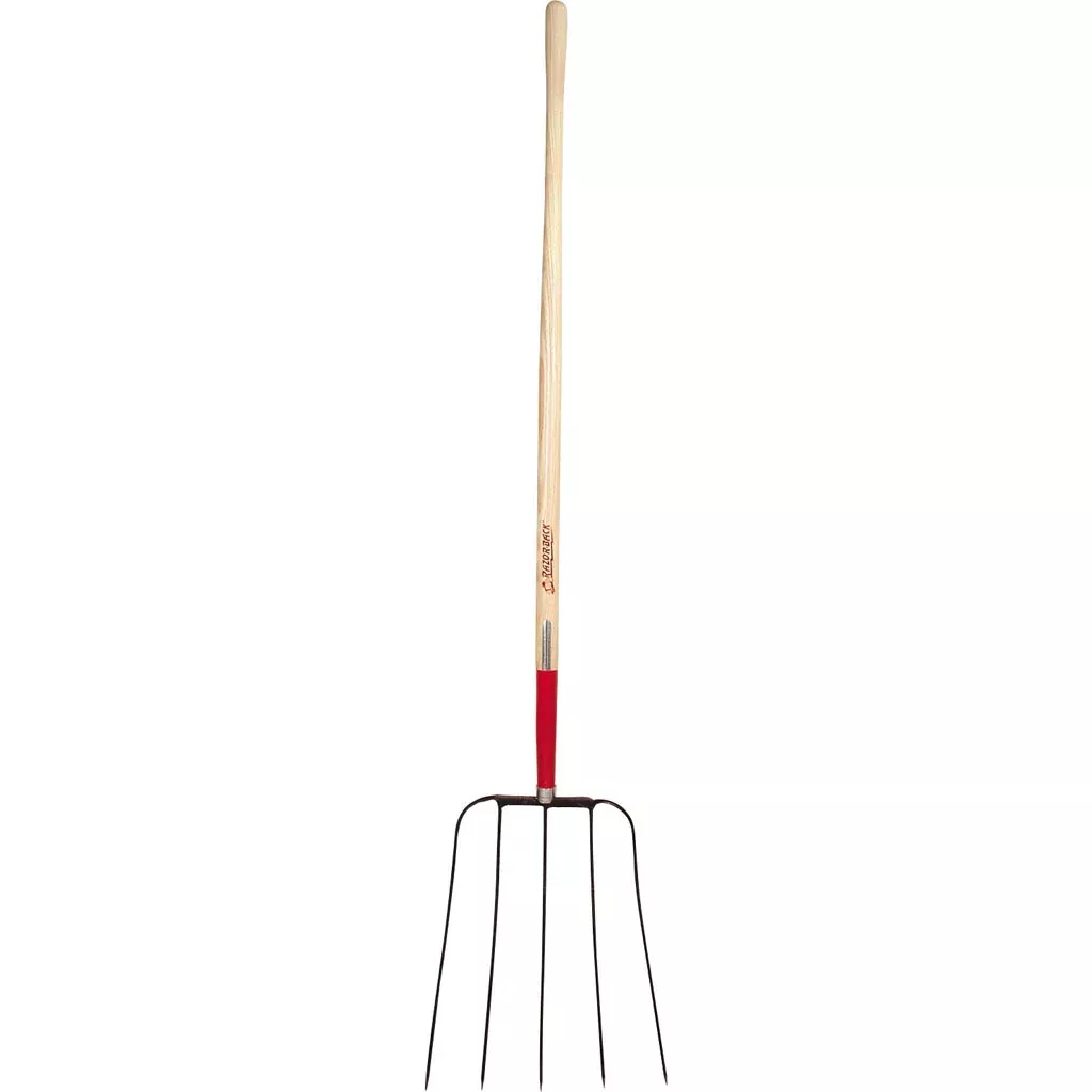 Razor-Back 5-Oval Tine Forged Barley Fork L Handle 63 IN Red
