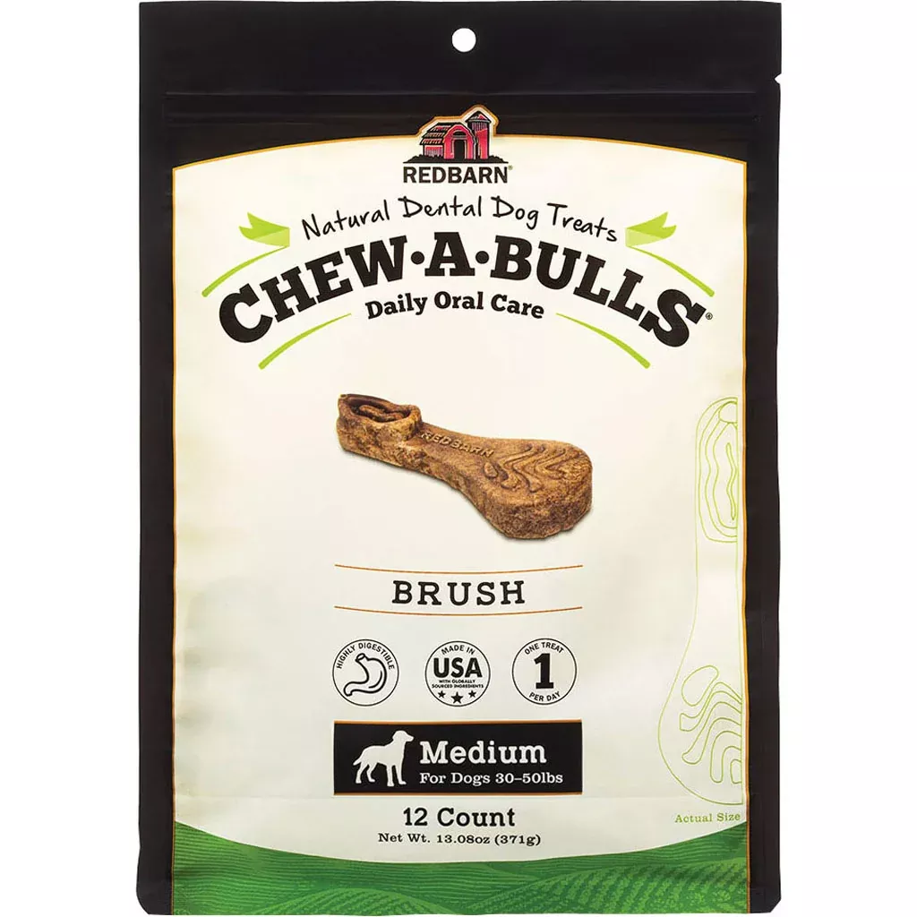 Redbarn Chew-A-Bulls Brush Dog Chew, Medium, 12 Pack