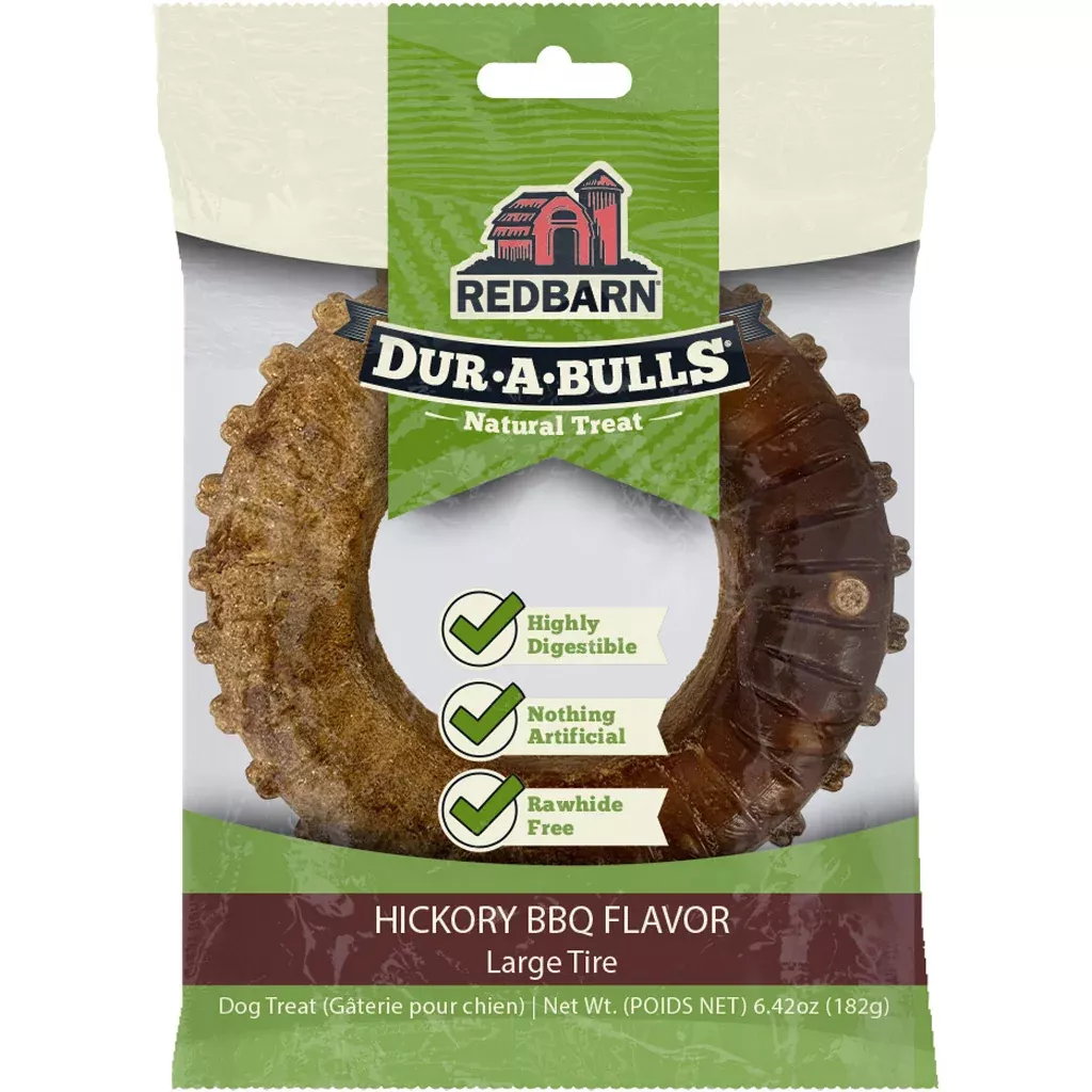 Redbarn Dur-A-Bulls Tire Dog Chew, Large, Hickory BBQ