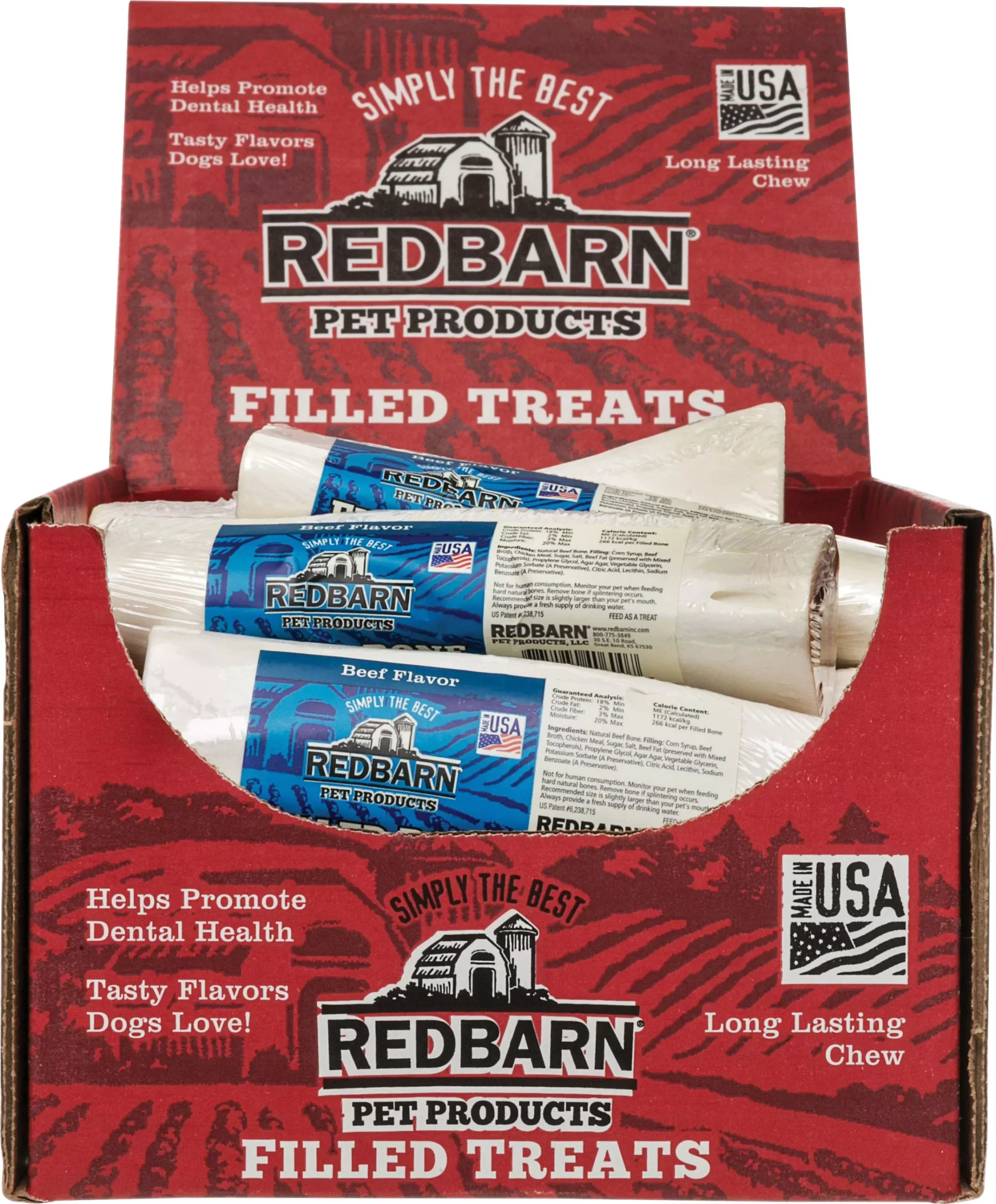 Redbarn Filled Bone Dog Chew, Large, Beef