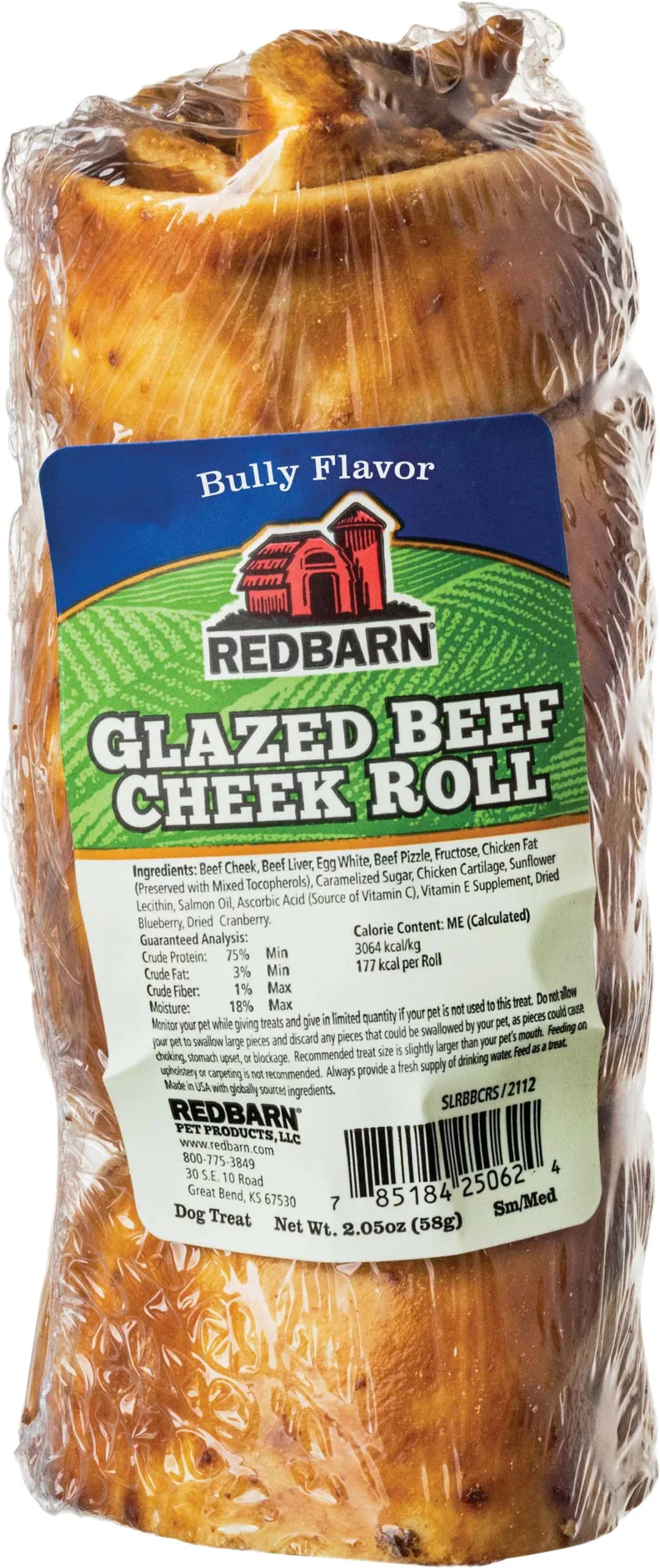 Redbarn Glazed Beef Cheek Roll Chew Small/Medium Bully