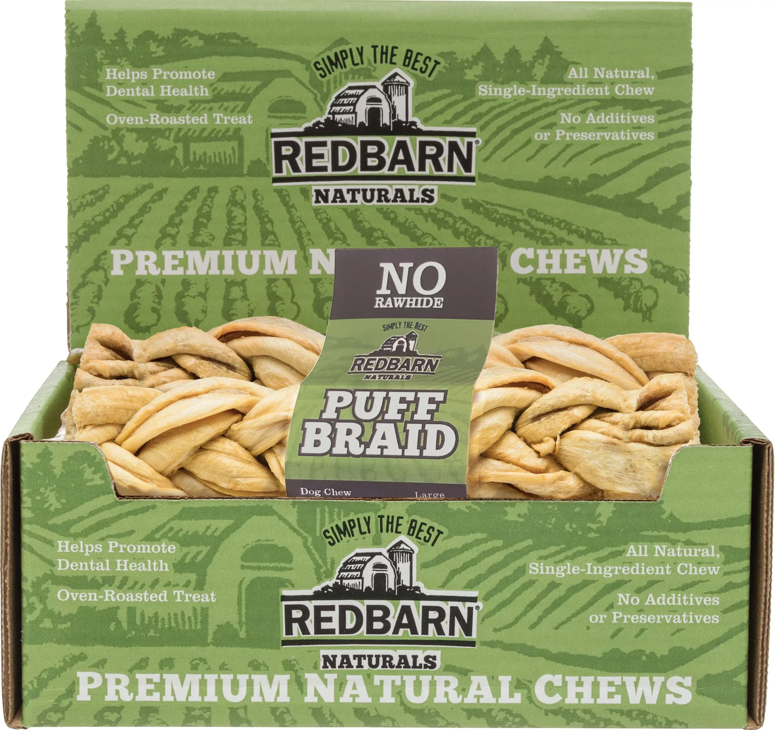 Redbarn Naturals Puff Braid Dog Chew, Large