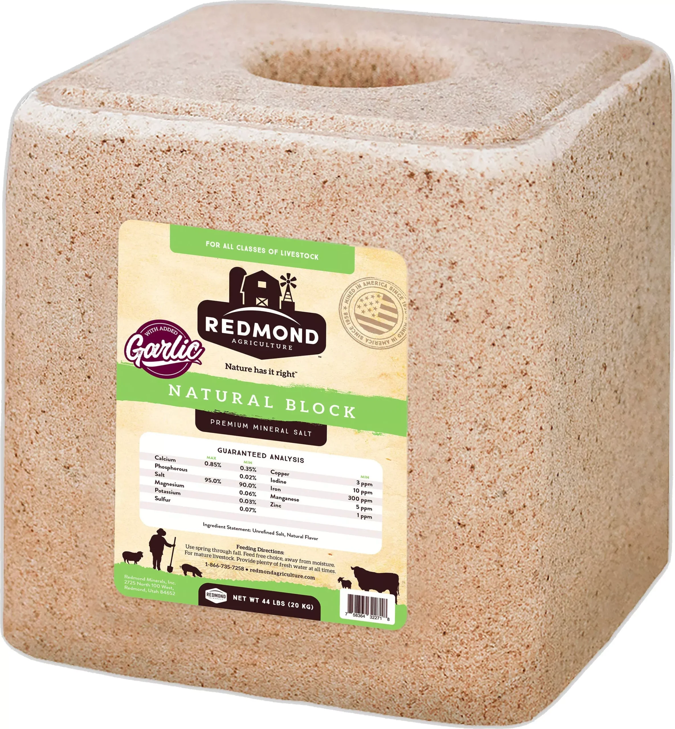 Redmond Natural Mineral Block with Garlic, 44 lb