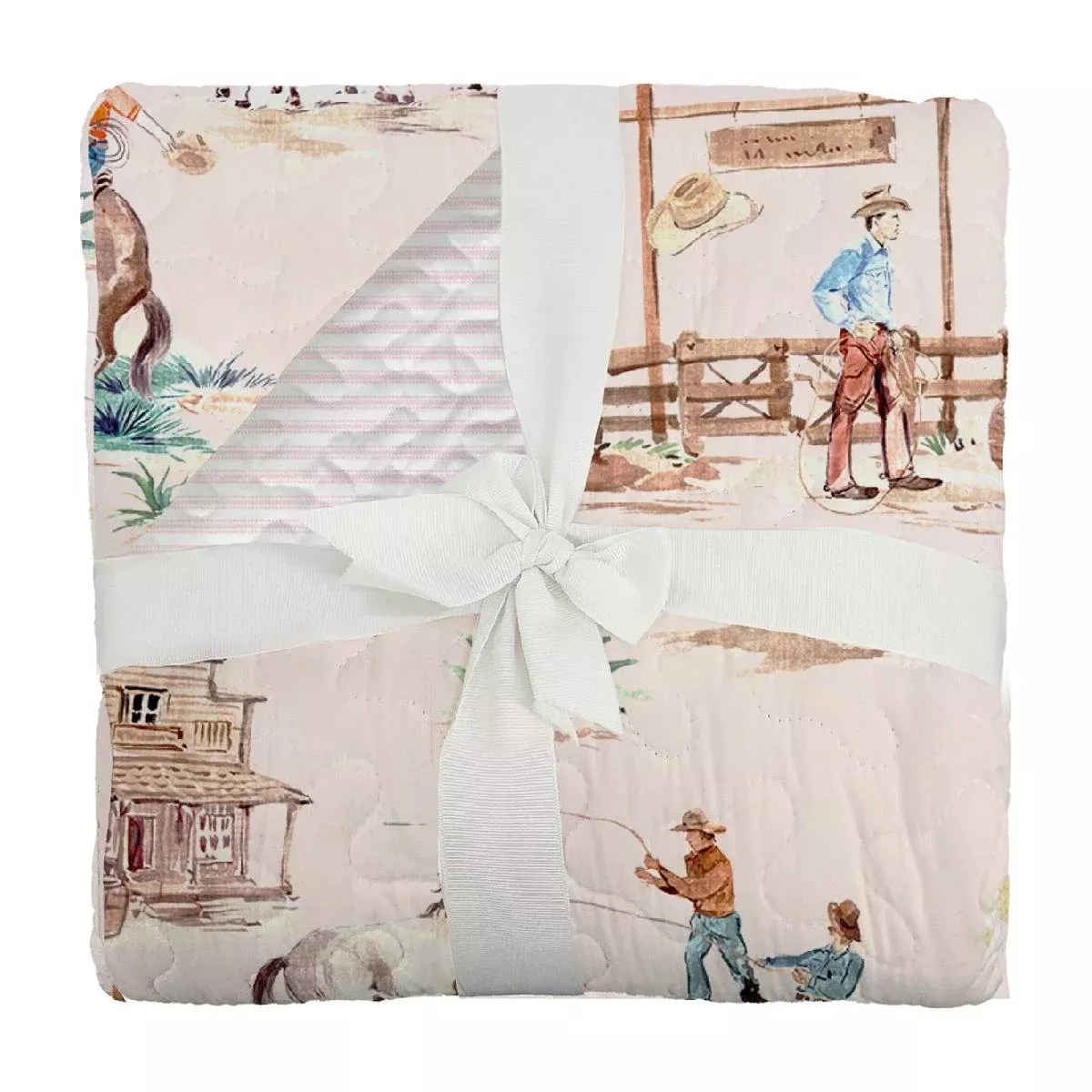 Retro Cowboy Pink Baby Blanket