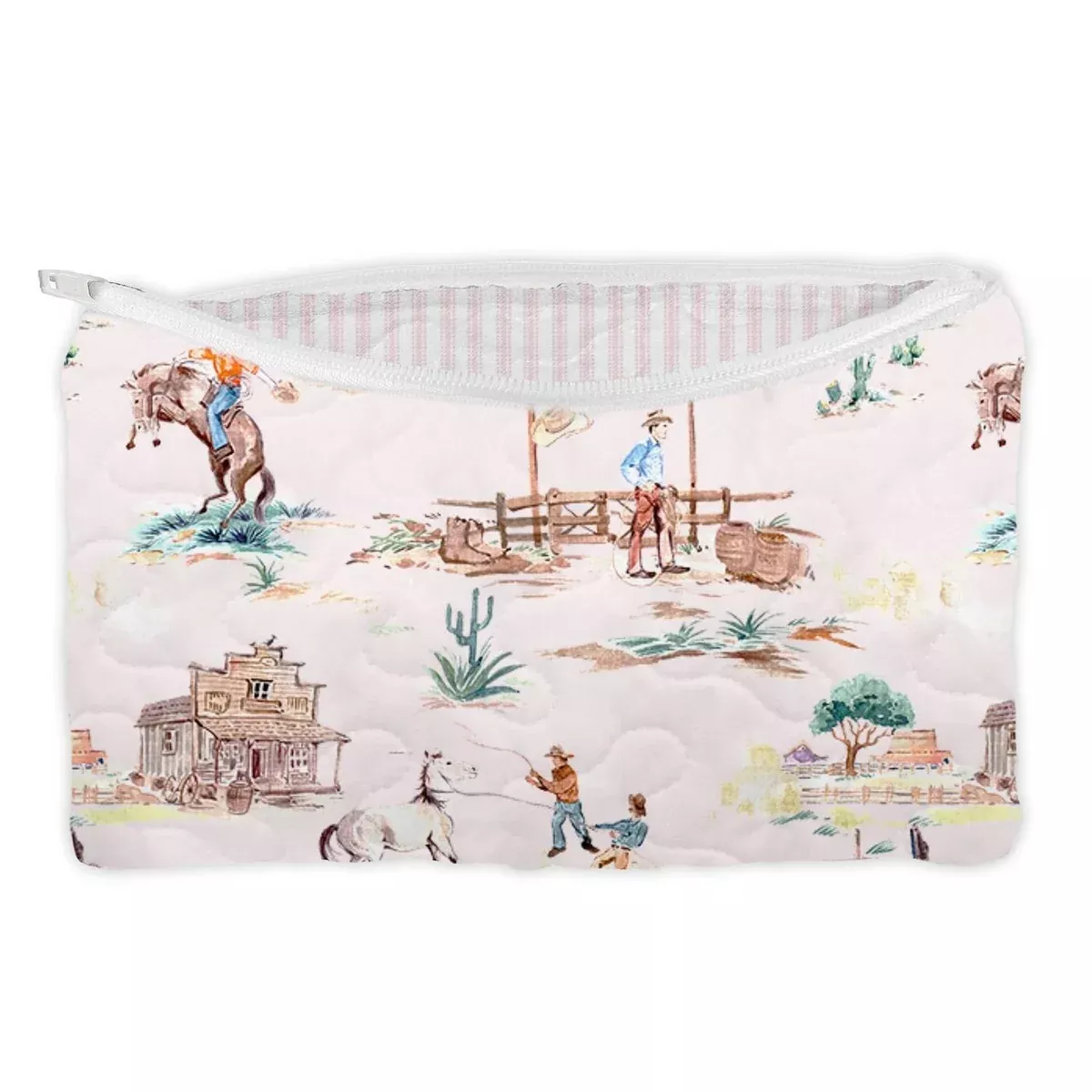 Retro Cowboy Pink Small Makeup Bag