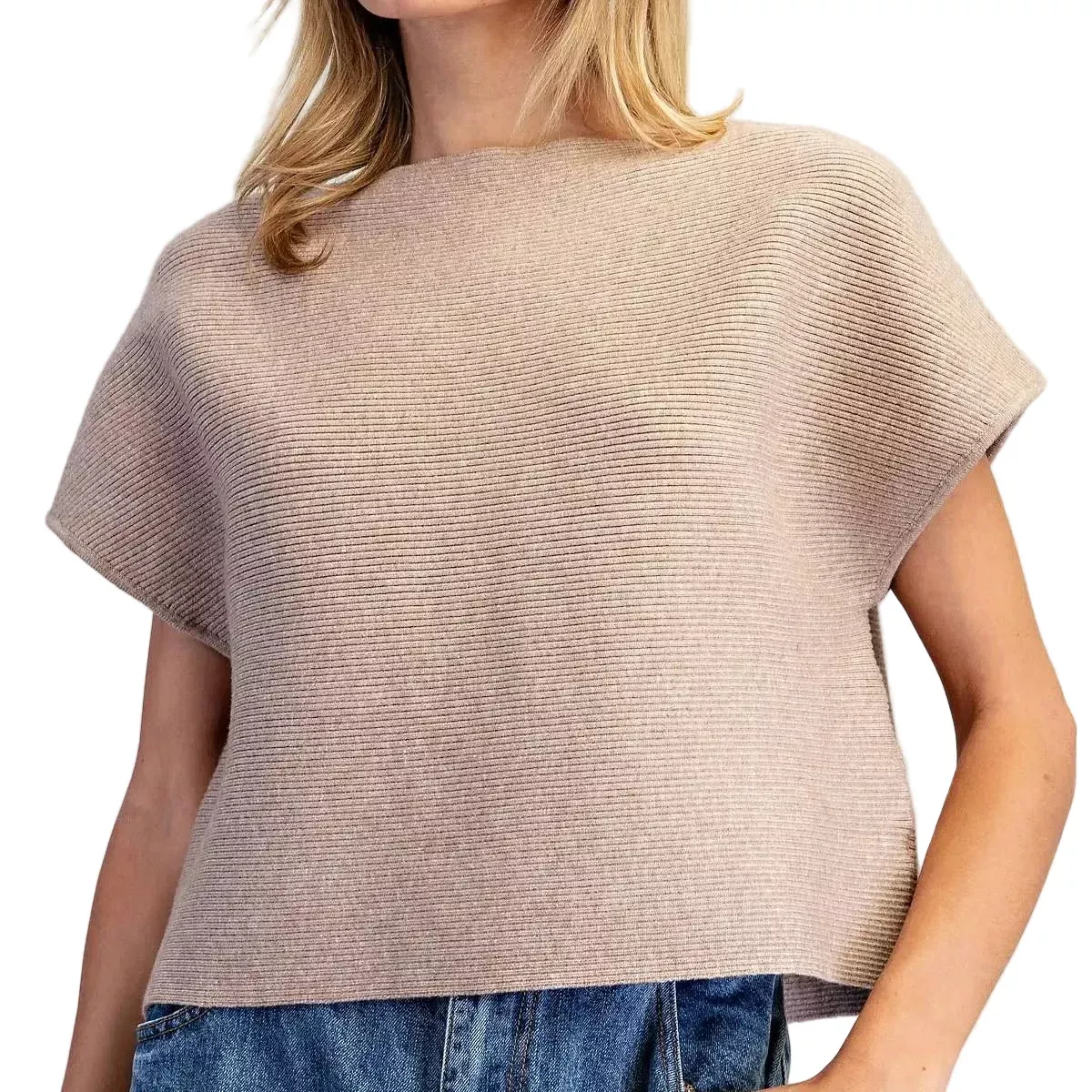 Ribbed Oatmeal Knit Top