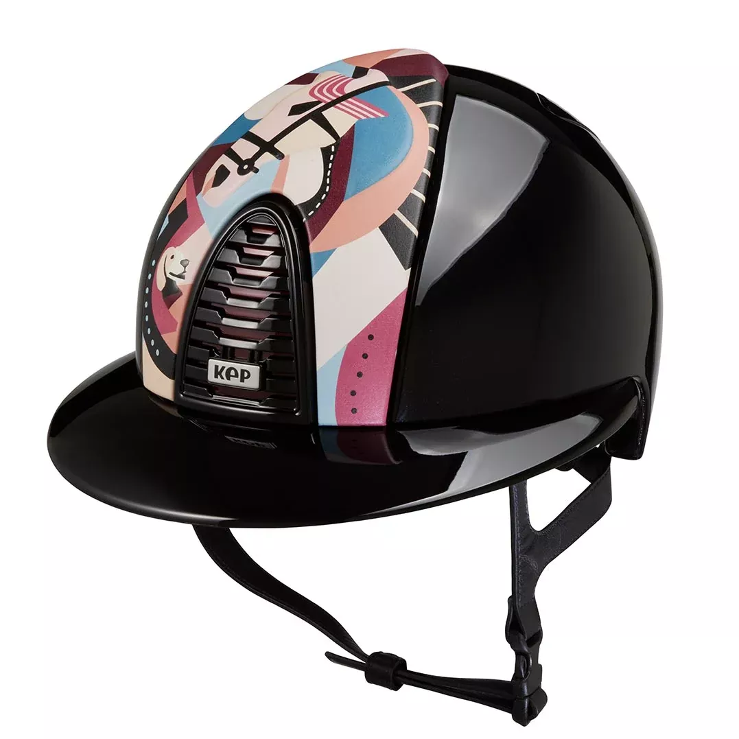 Riding Helmet Cromo 2.0 Black Polish Front Pegasus Insert with Polo Peak