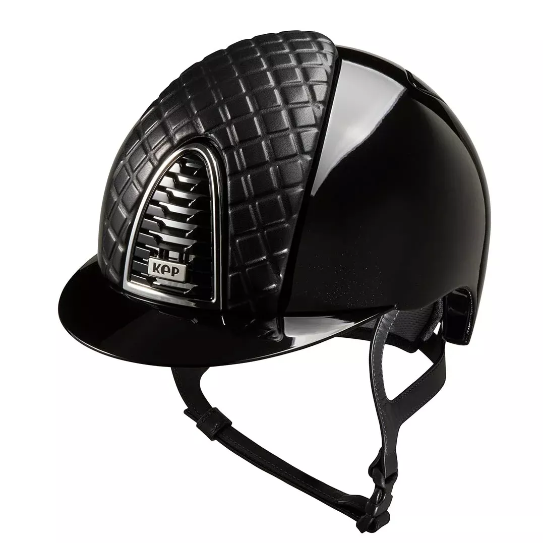 Riding Helmet Cromo 2.0 Black Polish Milano Leather Front Insert